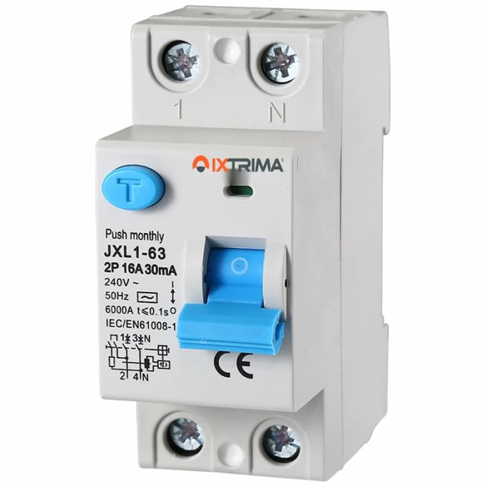 Wyłącznik różnicowy 16A 2-biegunowy 2P 220V 6kA 30mA 2 moduły DIN, RCCB C16