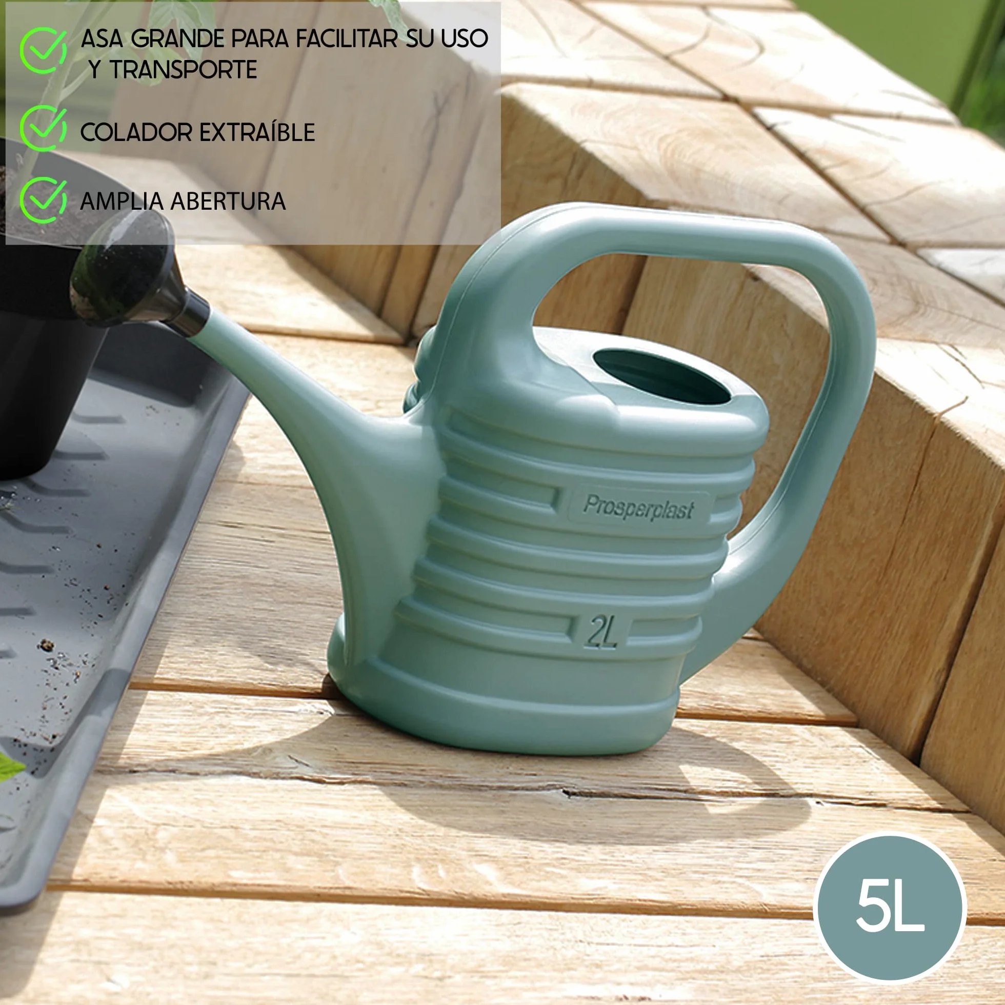 Regadera de jardin 5 l Prosperplast Zebra en color Savia