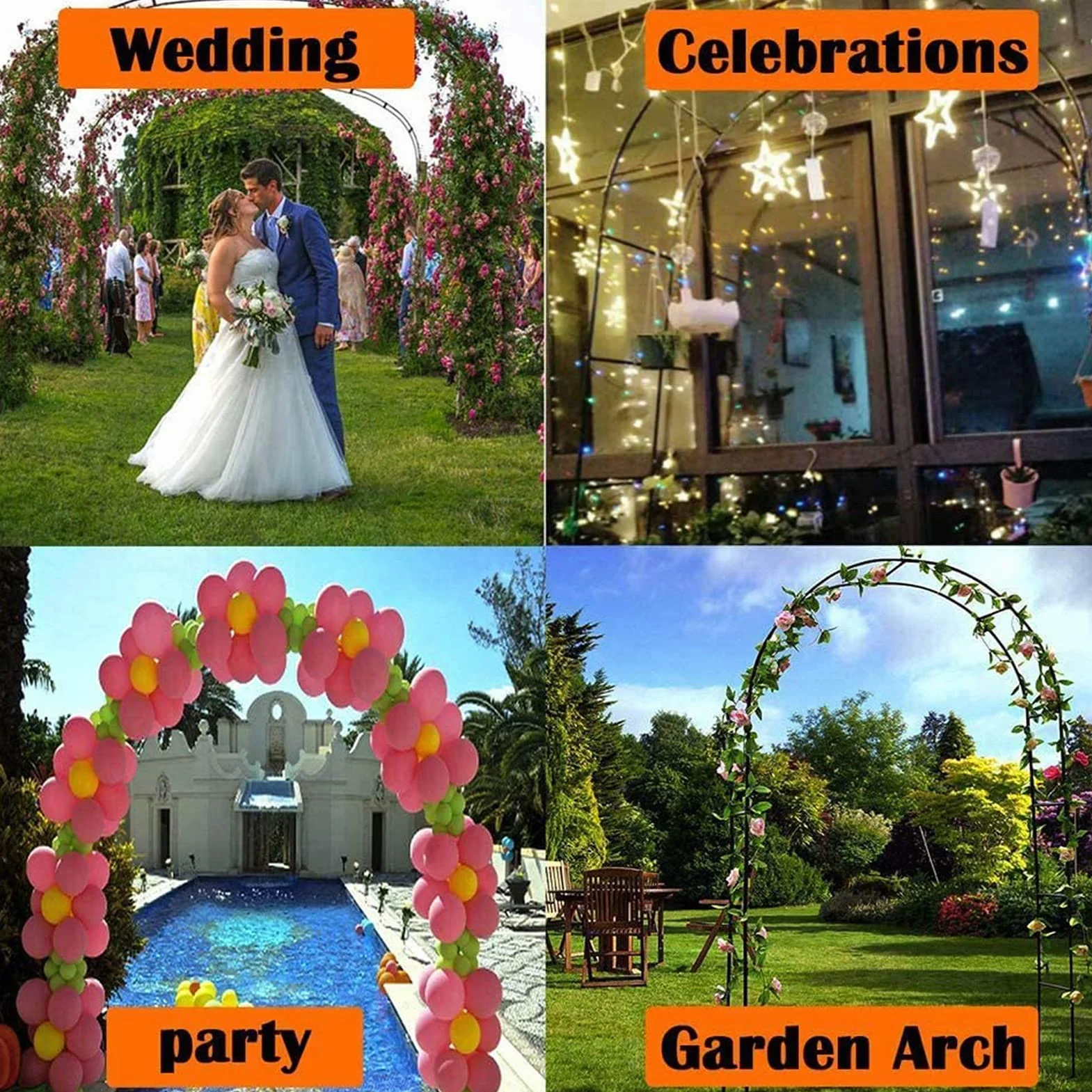Łuk różany, altana ogrodowa do roślin pnących, metalowa pergola, pomoc dla roślin