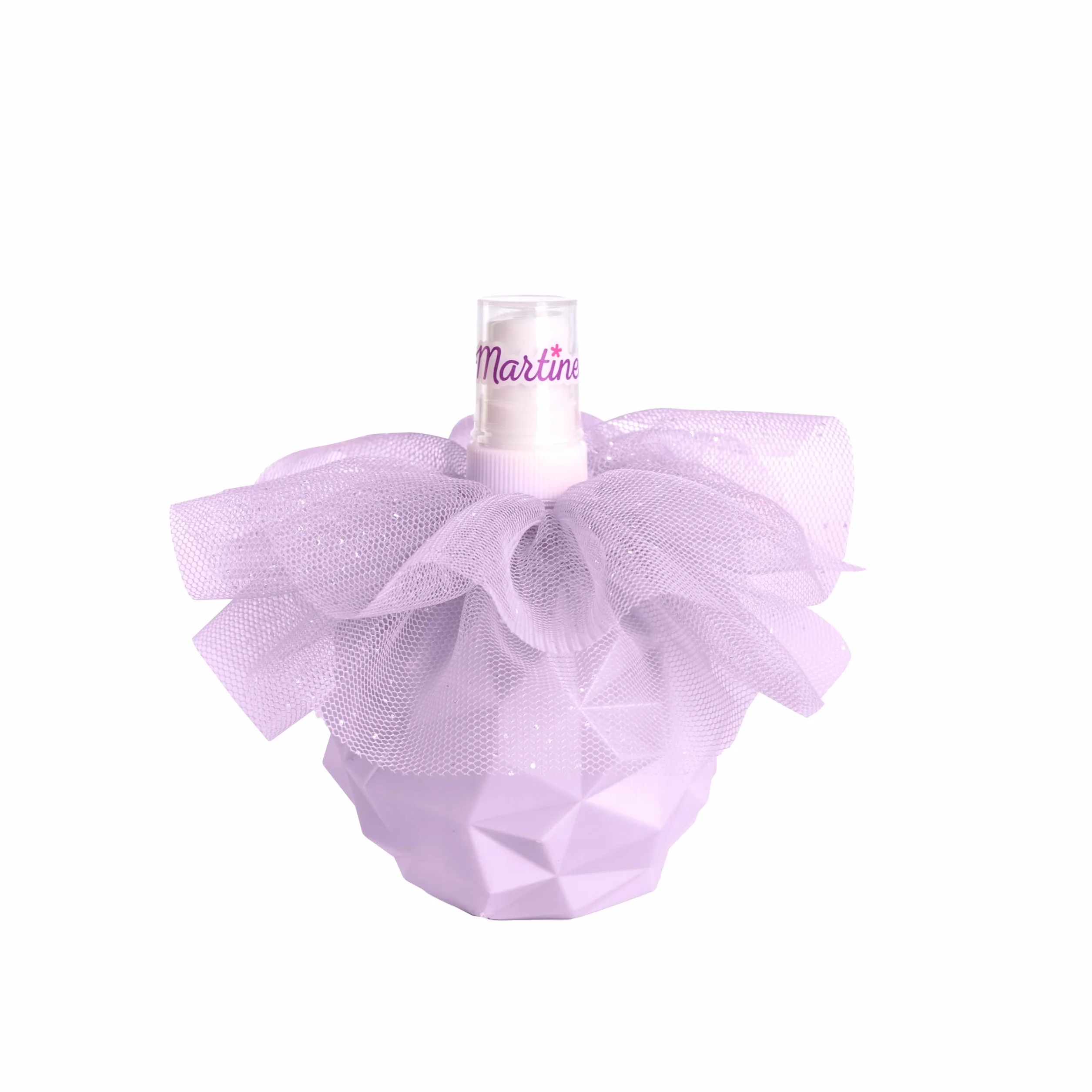 Martinelia Perfumowana mgiełka z brokatem, 100 ml, perfumy dla dzieci i dziewczynek, słodka mgiełka dla skóry perfumowanej, piękna fioletowa butelka z rozpylaczem z tiulem