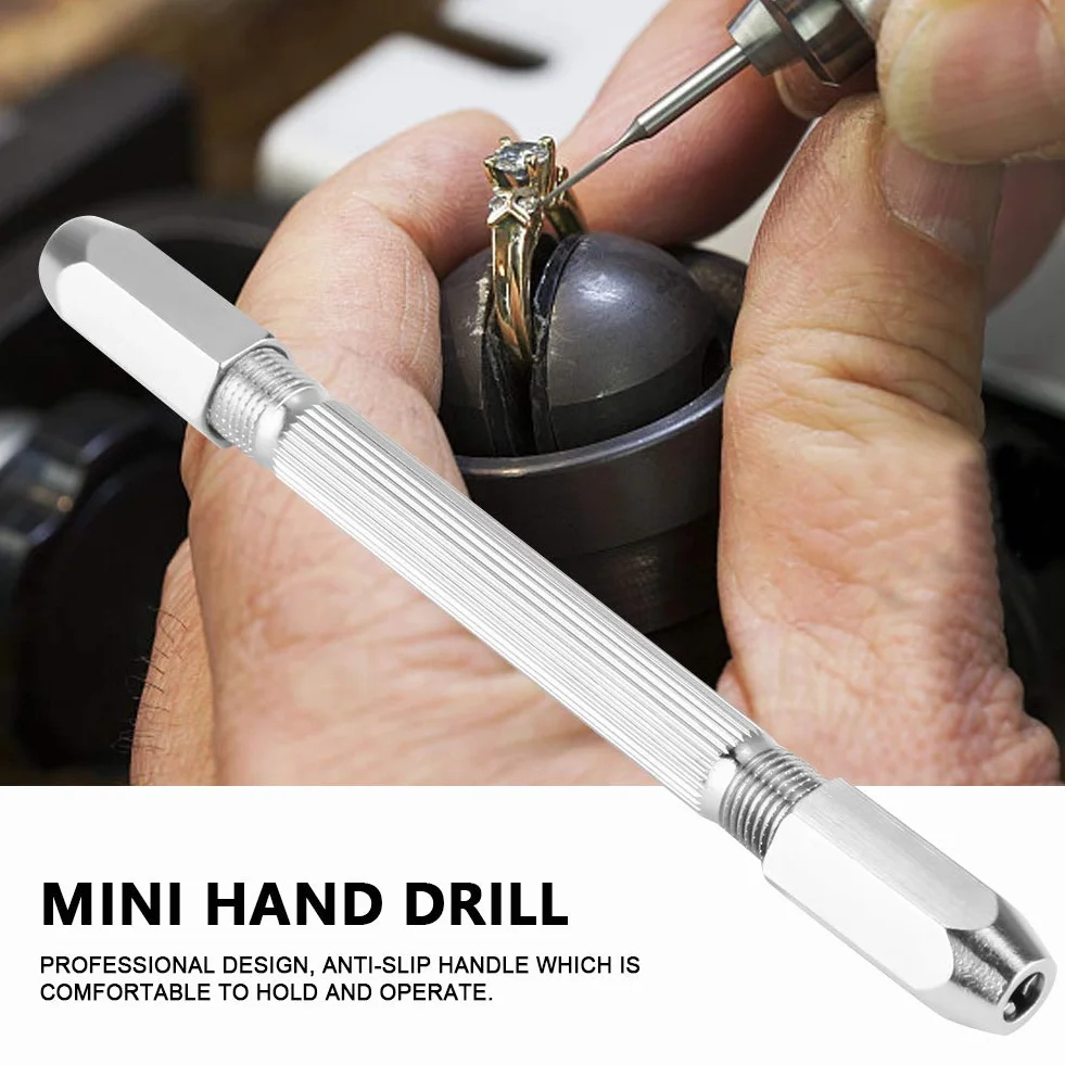 Wiertarka ręczna, świder ręczny Mini Micro 0-3 mm Wiertło imadło z podwójnym końcem, ręczny uchwyt obrotowy świder do wiercenia w drewnie, lipie, rogach kostnych