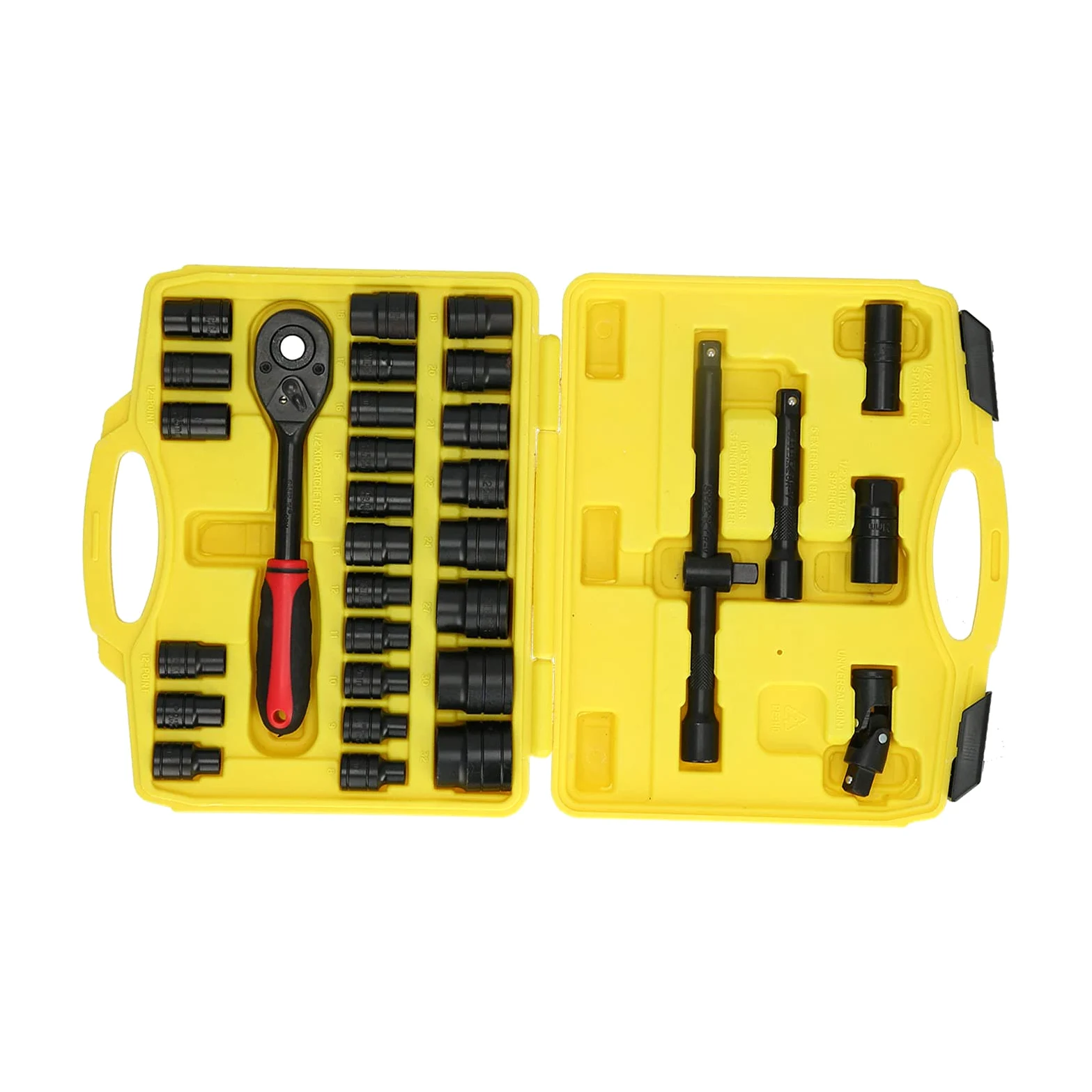 Yosoo Health Gear Zestaw Kluczy Nasadowych ze Stali Chromowo-wanadowej Zestaw Kluczy Nasadowych 1 2-calowa Grzechotka 8 do 32 Mm 72 Zęby Szybkozamykacz z walizką do Mechaniki Samochodowej