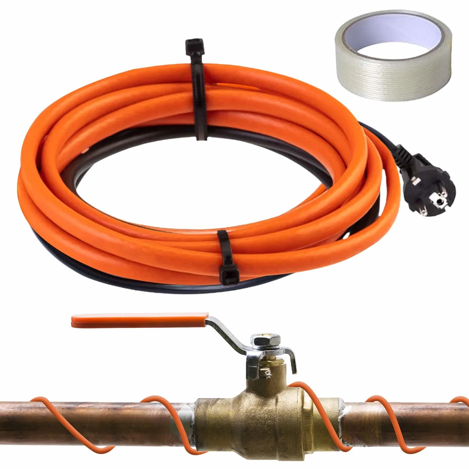 4M kabel grzewczy chroniący przed zamarzaniem, samoregulujący się rurowy kabel grzewczy, ochrona przed zamarzaniem, rura grzewcza z wtyczką ze stykiem ochronnym, samoregulujący kabel grzejny do rur