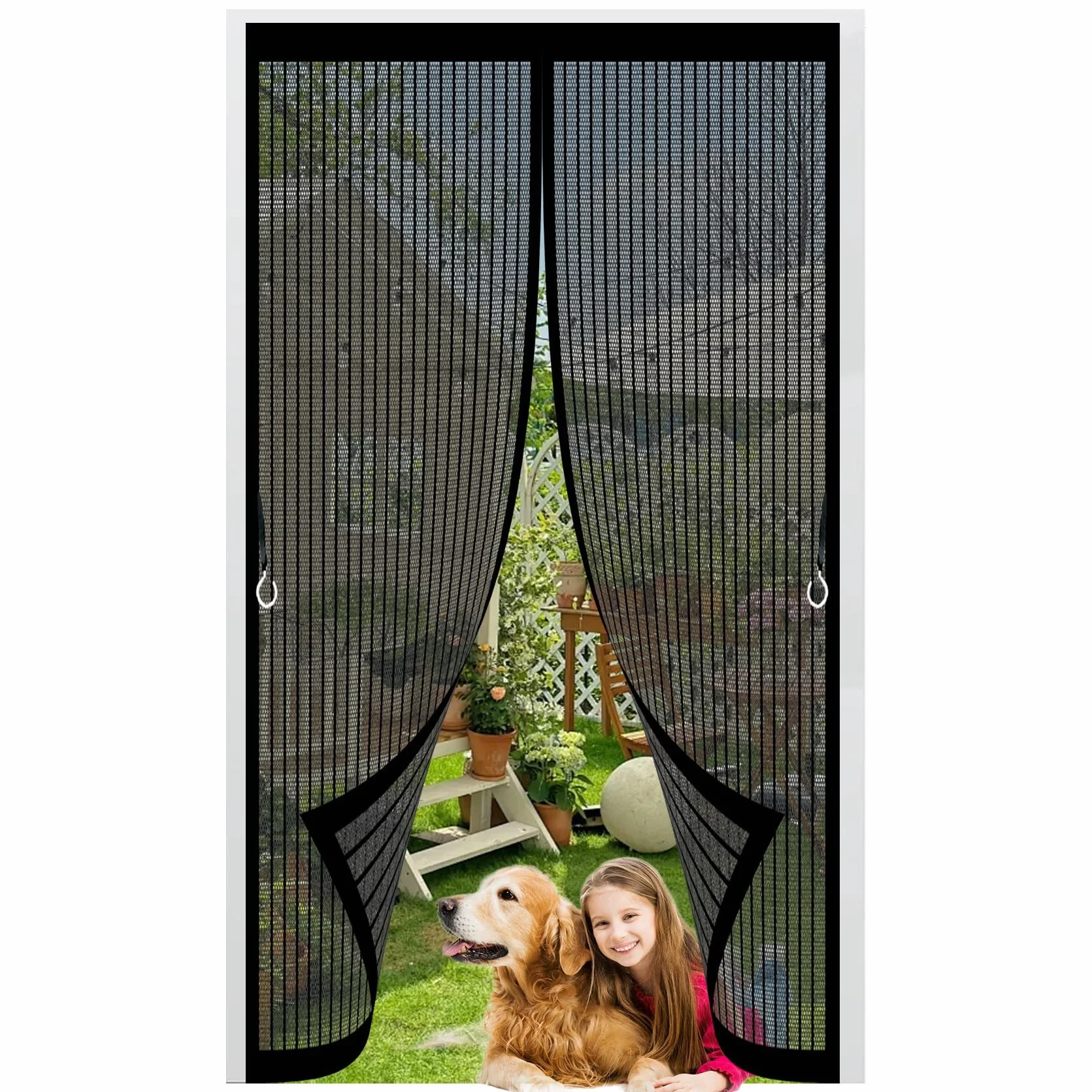 Moskitiery Do Drzwi 91 x 186 cm Silne Magnesy, Montaż Bez Wiercenia, Zamyka Się Automatycznie, Chroni Przed Muchami I Owadami Siatki Przeciw Owadom Do Balkonowych I Sypialni, Czarny