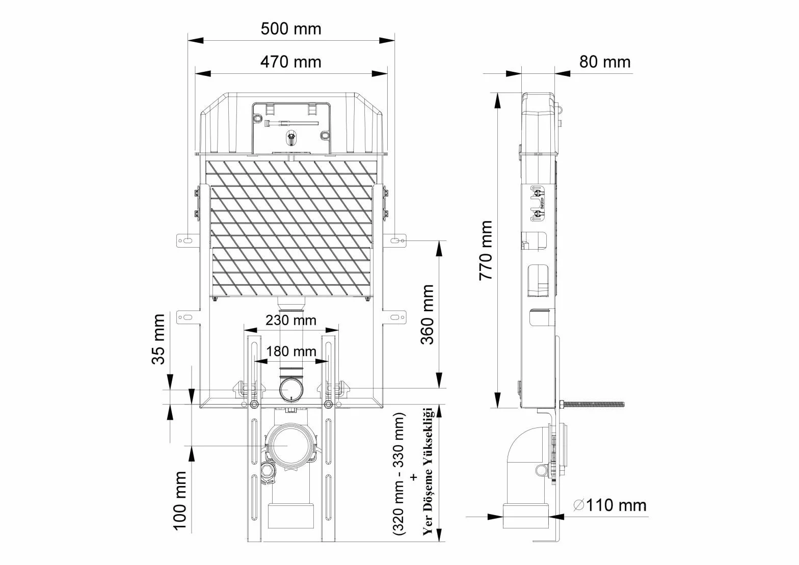 Element podtynkowy podtynkowy WC Eco element montażowy podtynkowa skrzynka zlewozmywakowa wisząca płyta gipsowa spłuczka do spłukiwania na sucho