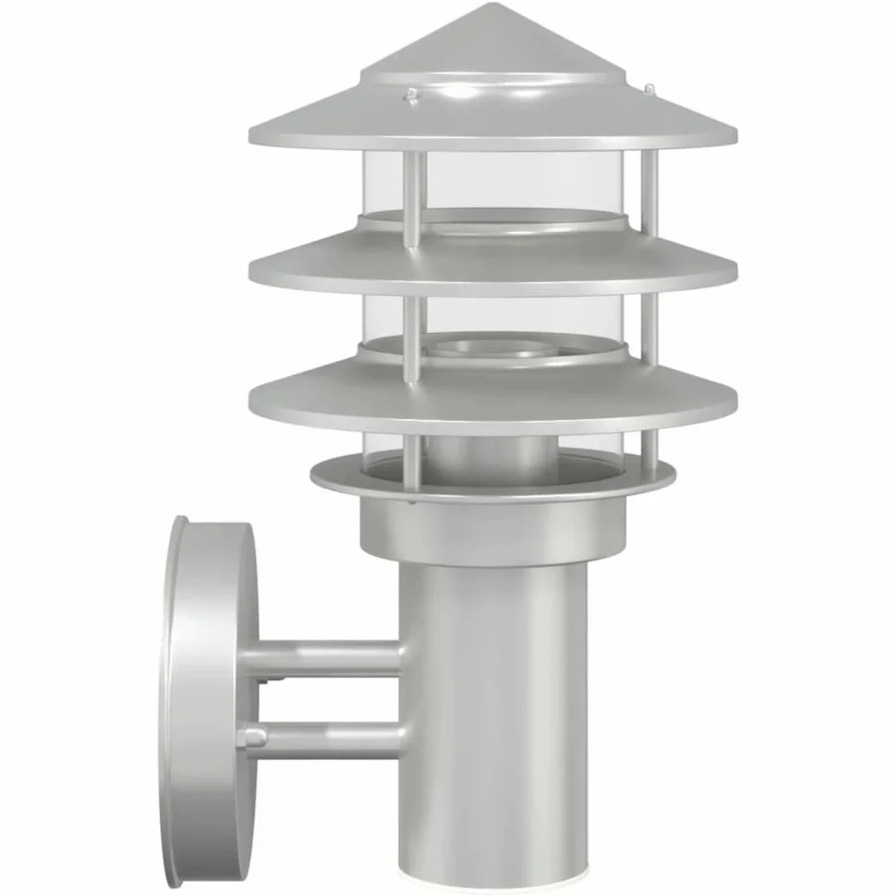 Lampy ścienne zewnętrzne, 2 sztuki, srebrne, stal nierdzewna, odporna na warunki atmosferyczne, IP44, z dyfuzorem PC, 15,5 x 15,5 x 28 cm, E27, maks. 60 W, do ogrodu, na taras, balkon, wjazd
