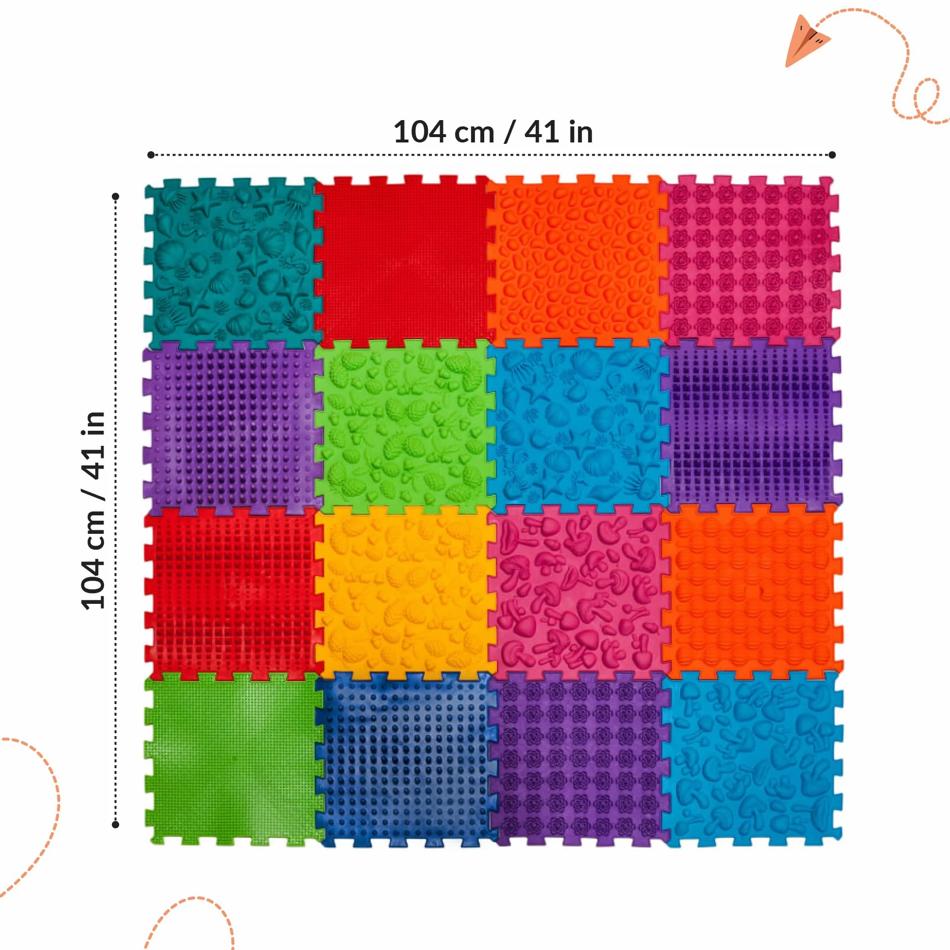 Mata sensoryczna ortopedyczna do masażu stóp "Puzzle Mix" 16 elementów