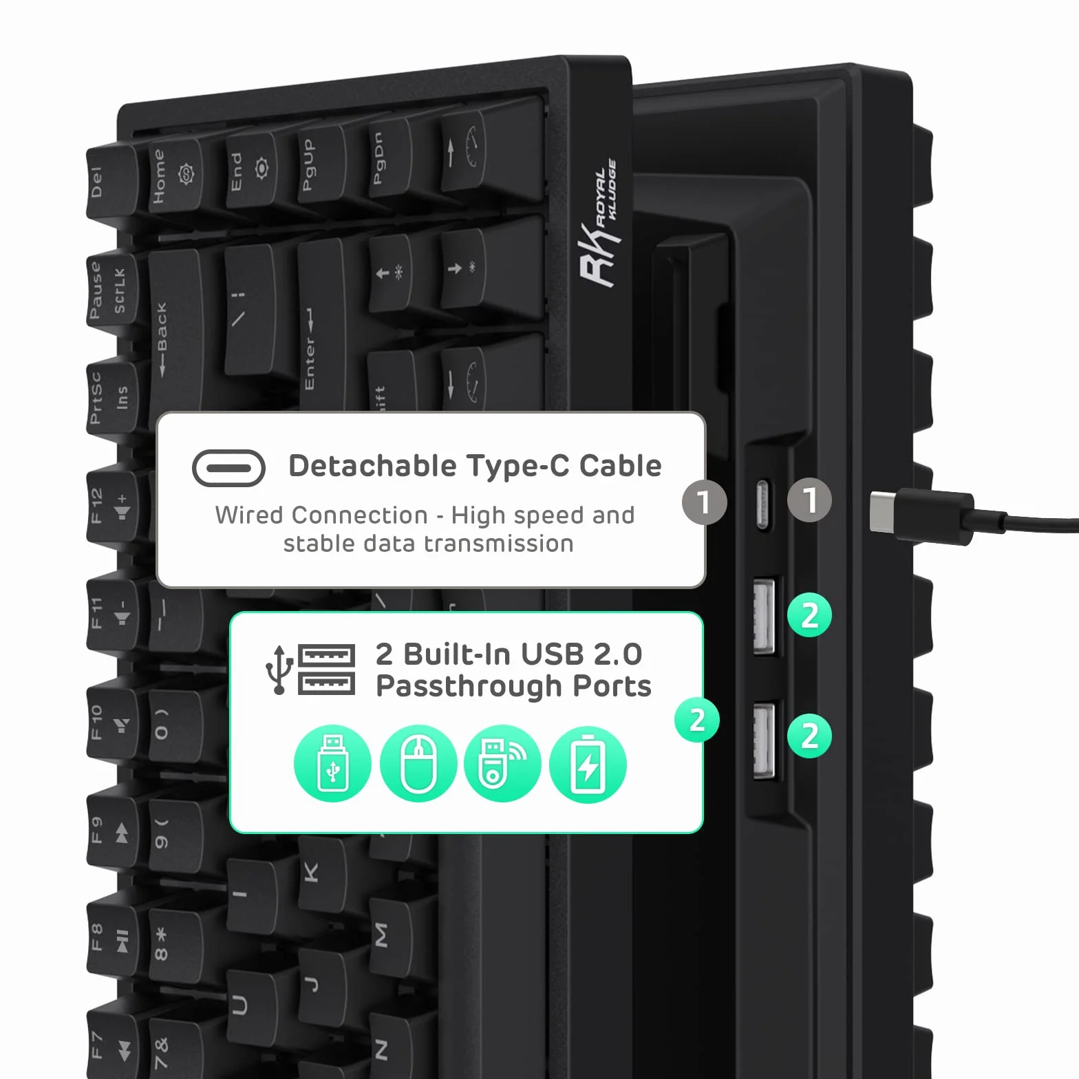 RK ROYAL KLUDGE RK84 Bezprzewodowy Bluetooth/2.4Ghz 80% RGB mechaniczna klawiatura do gier, trzy tryby podłączania klawiatury z Hot-Swappable cichy i liniowy czerwony przełącznik, czarny