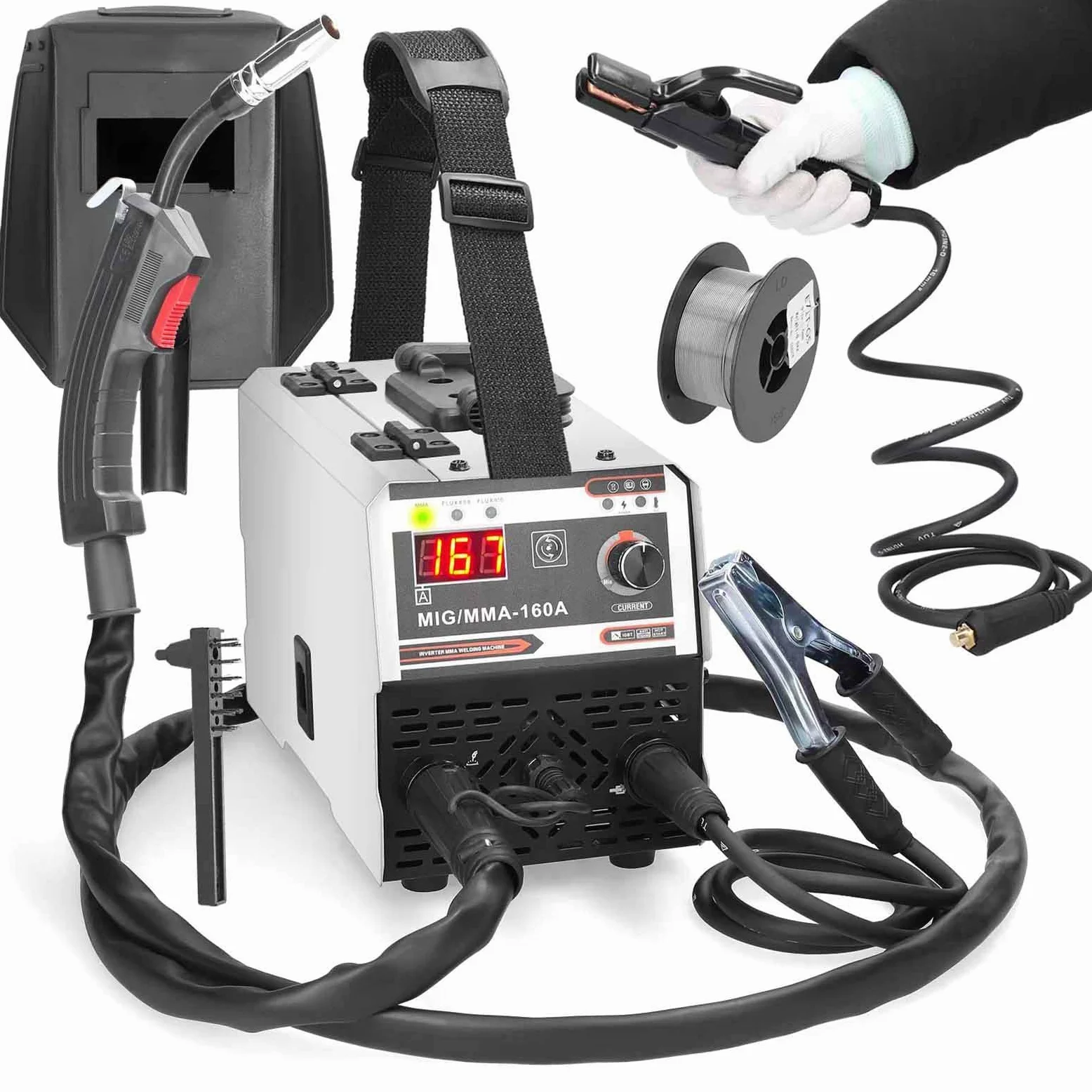 Spawarki 2 W 1 Mig Mma, Spawarka Elektryczna Inwertorowa, Spawarka łukowa Bez Gazu W Osłonie Gazowej O Wadze 1 Kg, średnica Drutu Topnikowego Mig (0,8-1,0 Mm)