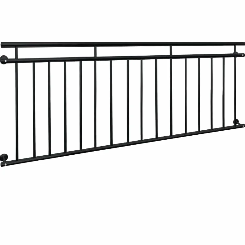 ECD Germany balkon francuski 225 x 90 cm czarny matowy stal malowana proszkowo balustrada balkonowa