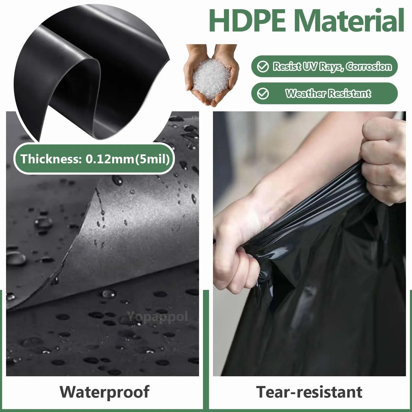 Membrana do stawu HDPE 6x8m wykładzina do stawów ogrodowych basenów akwakultury