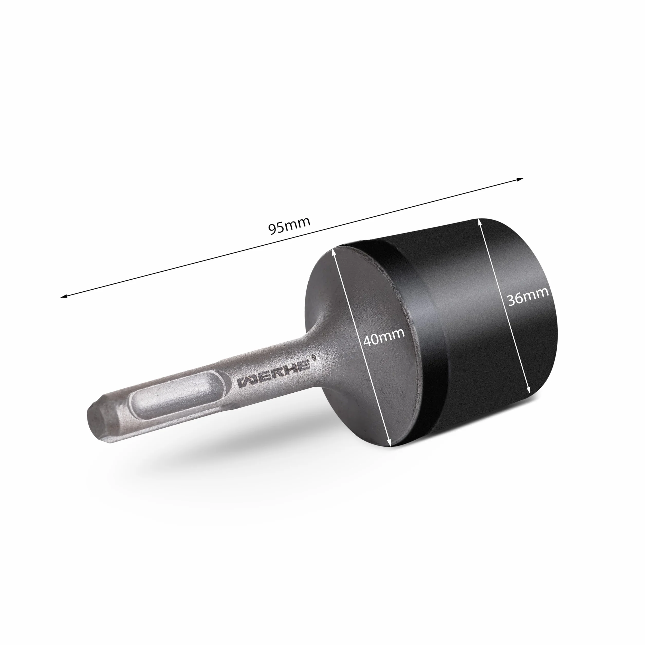 WERHE® Gumowy młotek SDS Plus do młotowiertarki o średnicy ⌀ 36 mm - gumowy młotek idealny do obróbki blachy, kostki brukowej, pali