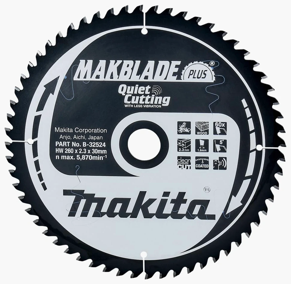 Makita B-32524 Makbllade + pióro 260 x 30 x 60 Z, 32 x 370 mm