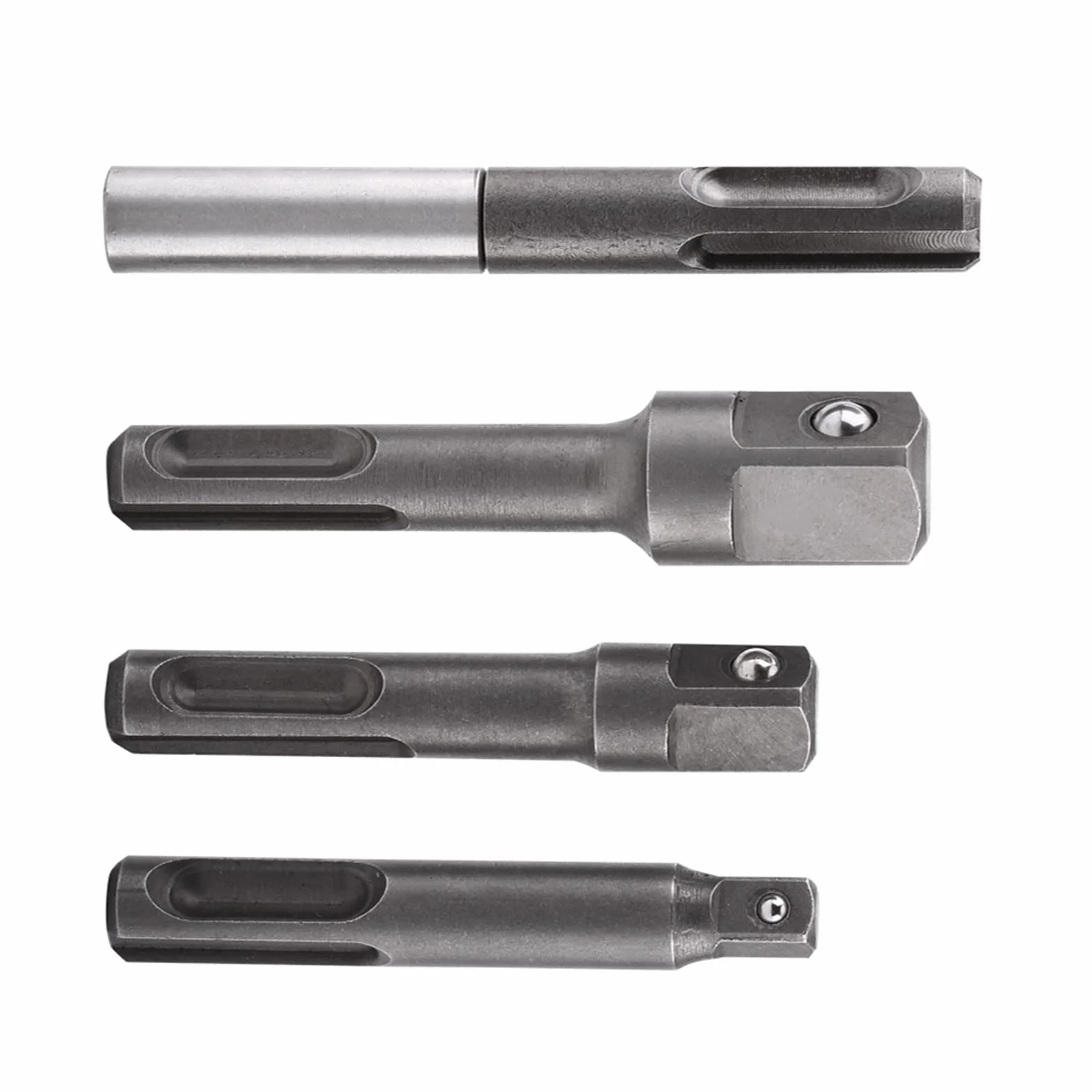 4 szt. Adapter gniazda wiertarskiego, adapter gniazda sześciokątnego SDS Plus Shank-1/4in i adapter wiertła kwadratowego 1/4 cala 3/8 cala 1/2 cala, adapter SDS do wiertarek