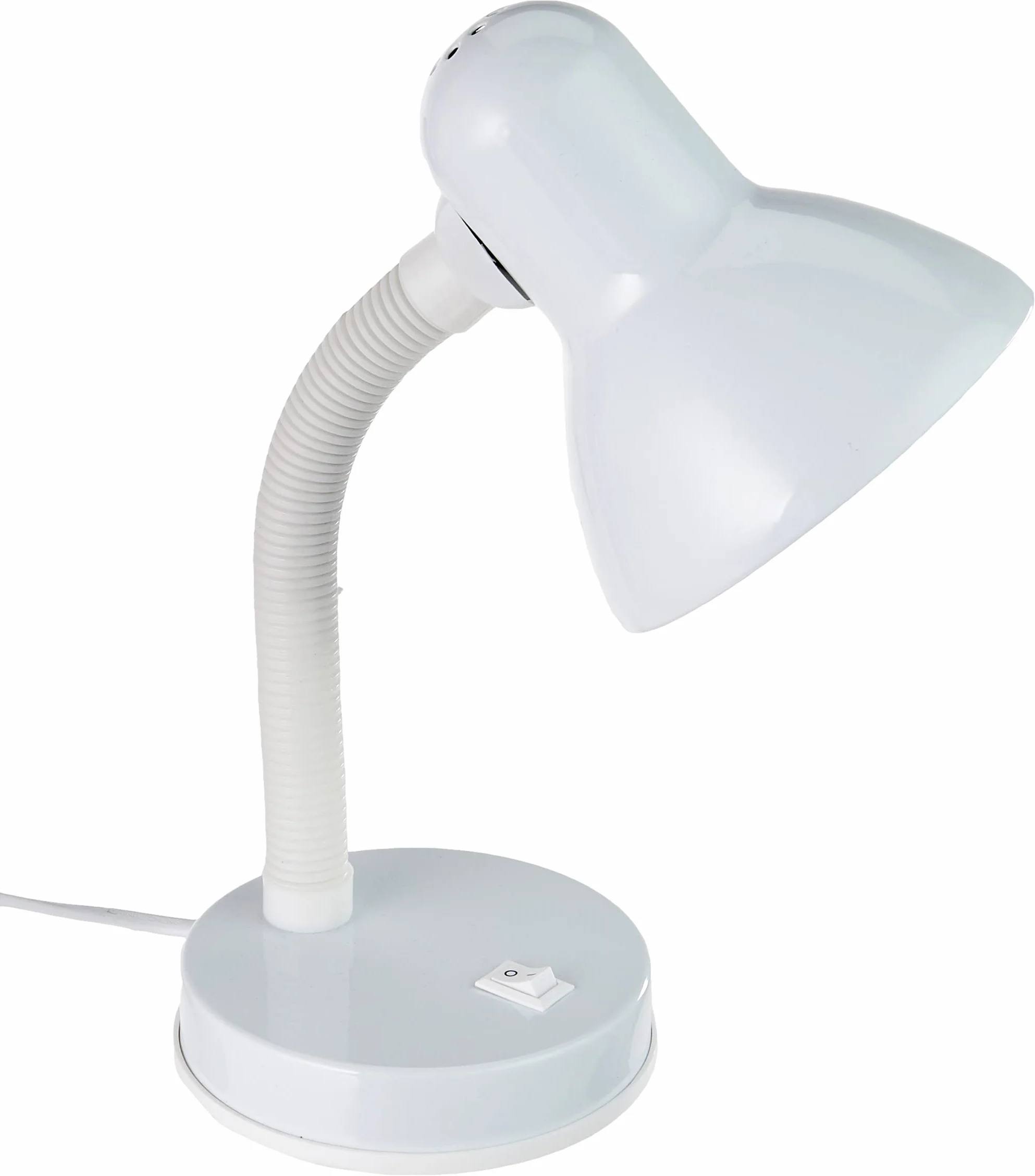 EGLO Lampa stołowa Basic, 1-punktowa lampa stołowa, lampa biurkowa ze stali i tworzywa sztucznego, kolor: biały, oprawa: E27