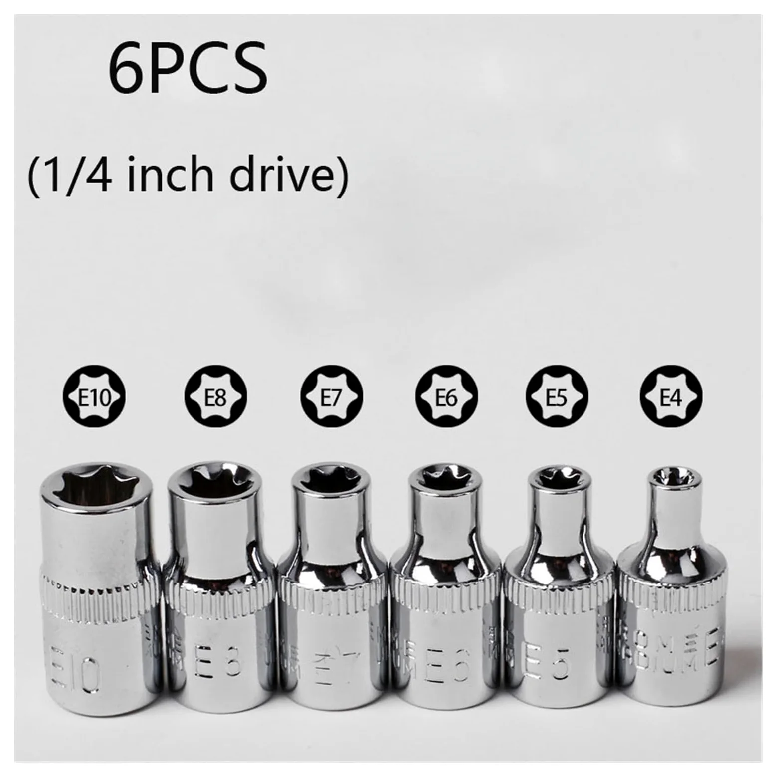 1/4 "napęd Torx gwiazda gniazdo Torx klucz grzechotkowy głowica nasadowa narzędzie do napraw samochodowych E4 E5 E6 E7 E8 E10 adapter żeński (Color : 14PCS)