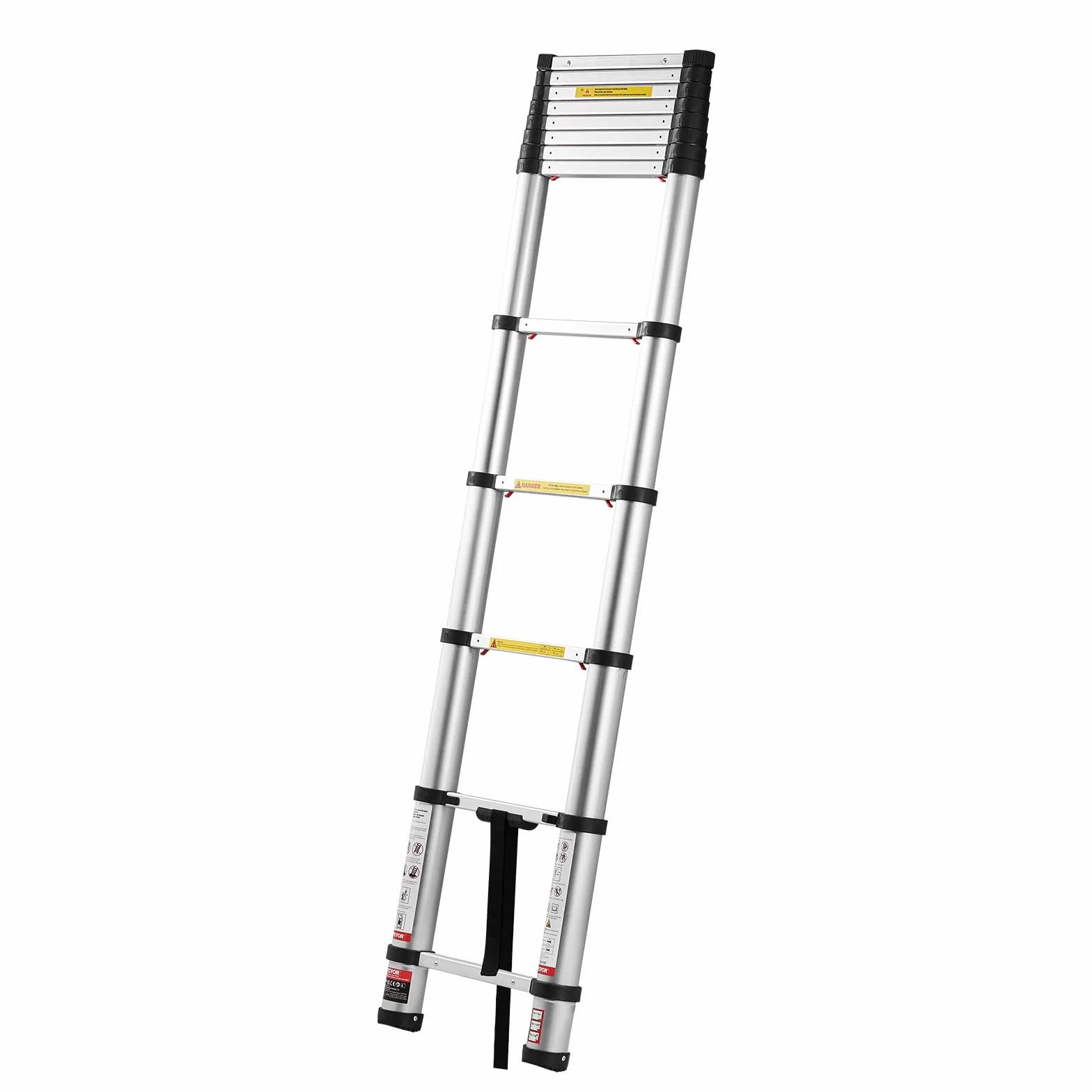 VEVOR Drabina teleskopowa 3,8 m, aluminiowa, lekka, wielofunkcyjna, składana przedłużka, drabina wysuwana jednym dotknięciem, wytrzymała, maksymalna nośność 150 kg, z antypoślizgowymi nóżkami, do domu