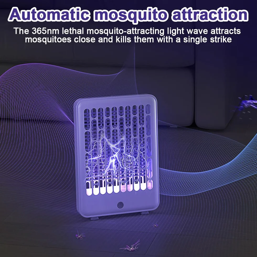 Mineup Elektryczna pułapka na owady, 1200 mAh, lampa na komary, elektryczna, ładowana przez USB, 360° UV, lampa do kuchni, wewnątrz i na zewnątrz, na kemping