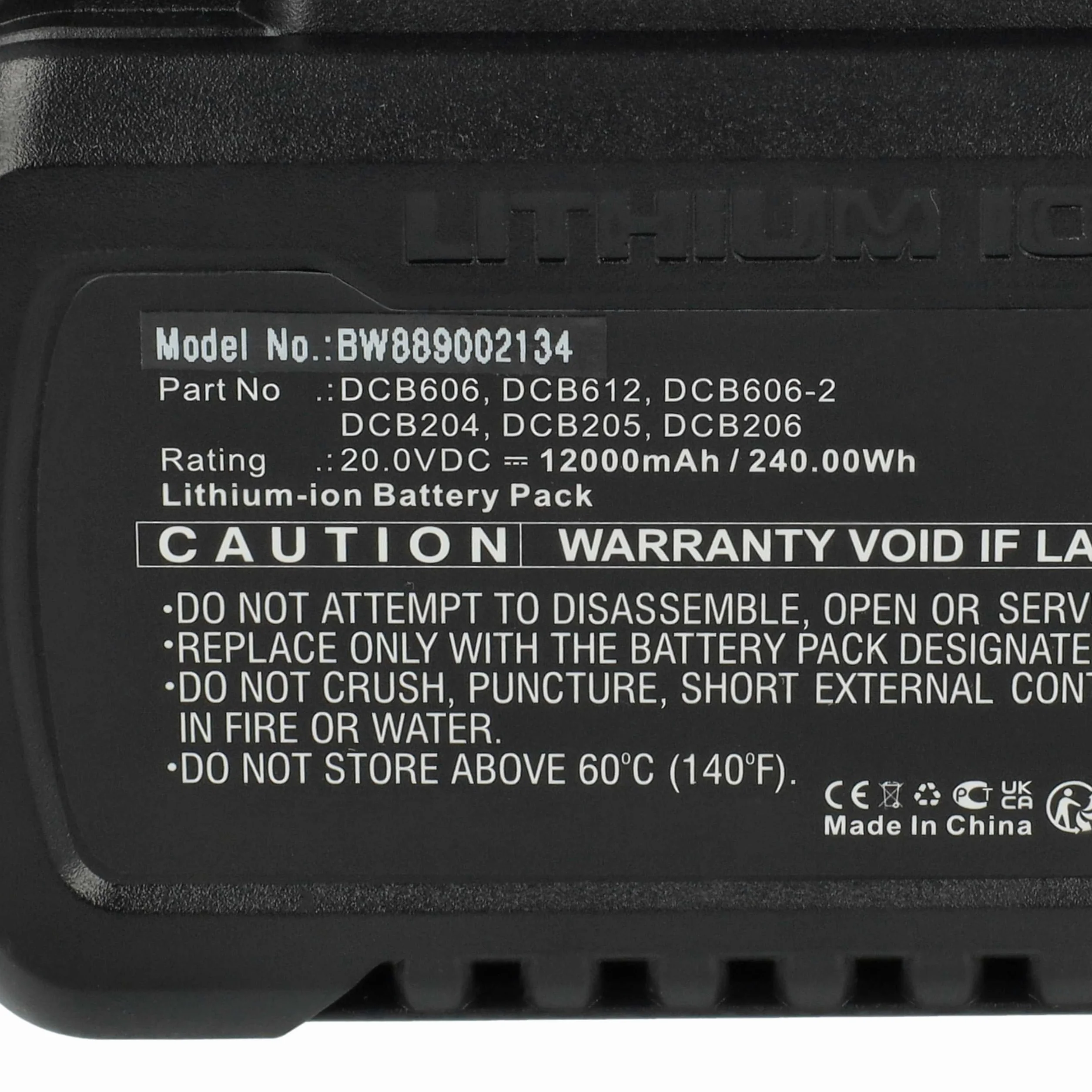 vhbw 1 x bateria kompatybilna z Dewalt DCD791NT, DCD795, DCD791P2, DCD796, DCD796D2, DCD792P2B elektronarzędzia (12000 mAh, Li-Ion, 20 V / 60 V)