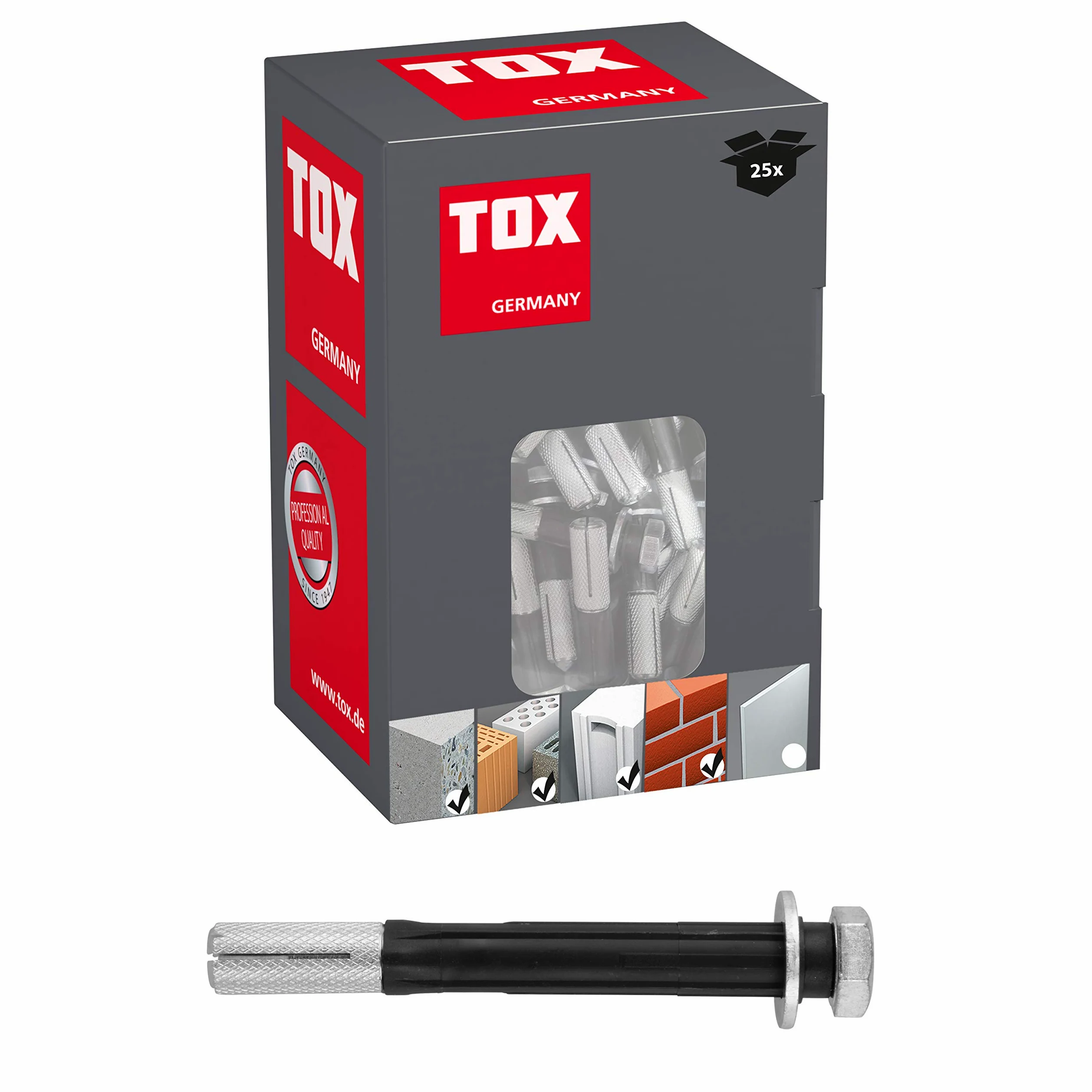 TOX metryczna długa kotwica kontrolna 12 x 140 mm, 25 sztuk, 030101661