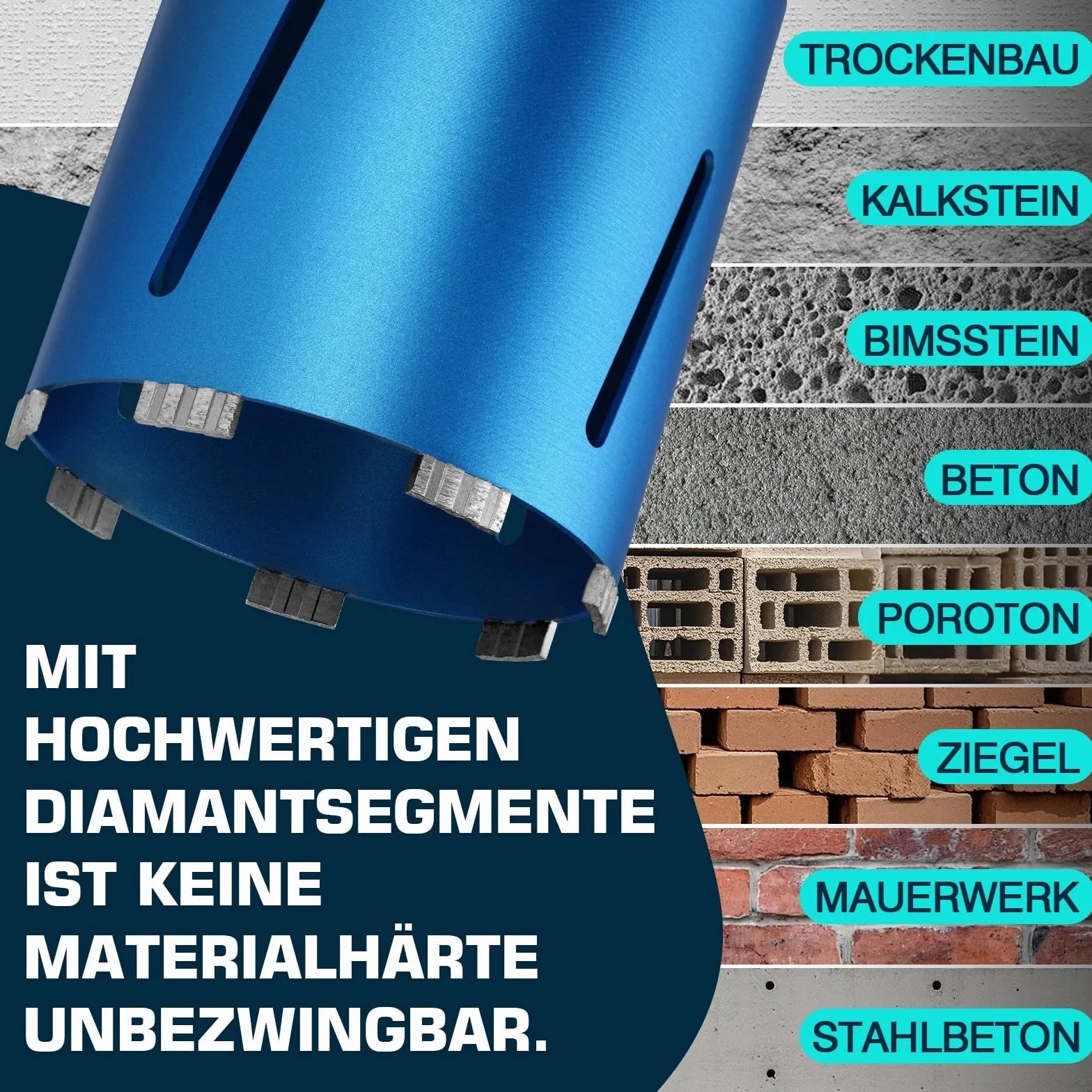 M22 diamentowe wiertło rdzeniowe do wiertarki rdzeniowej z turbo, w zestawie SDS-Max, Ø 162 mm, długość całkowita 200 mm, wiertło do puszek na mokro i na sucho wiertło do puszek diamentowe koronka