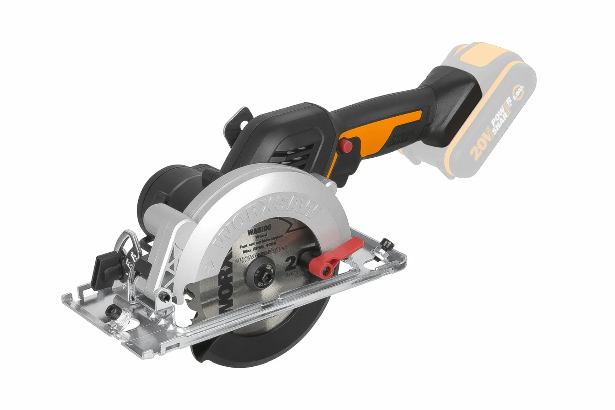 WORX WX531.9 Ręczna Pilarka Tarczowa 20 V, Bezszczotkowa Piła Tarczowa do Precyzyjnego, Prostego Cięcia, bez Wysiłku Tnie Drewno, Metal, Płytki i Plastik, bez Akumulatora i Ładowarki