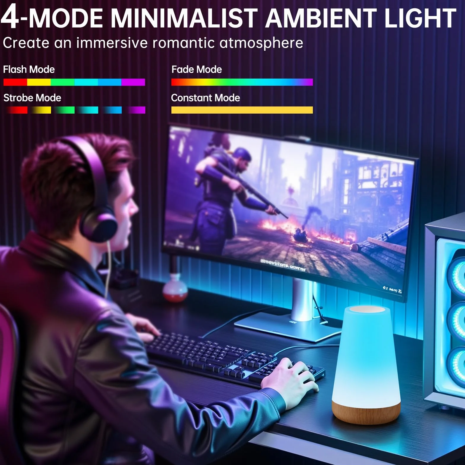 Lampka Nocna Led, Taipow Regulowana Dotykowa Lampa Stołowa z Pilotem Zdalnego Sterowania i 13 Kolorów i 3 Tryby, Lampki Nocne dla Dzieci do Sypialni/Salonu, ładowanie USB