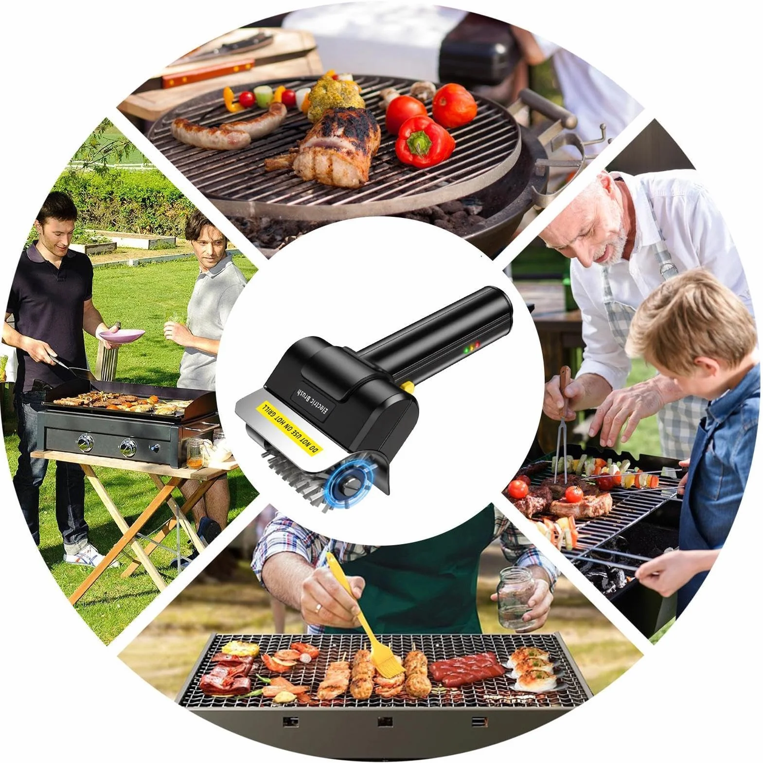 Elektryczna Szczotka Grillowa Przenośna Druciane Włosie Wysoki Moment Obrotowy Czyścik do BBQ