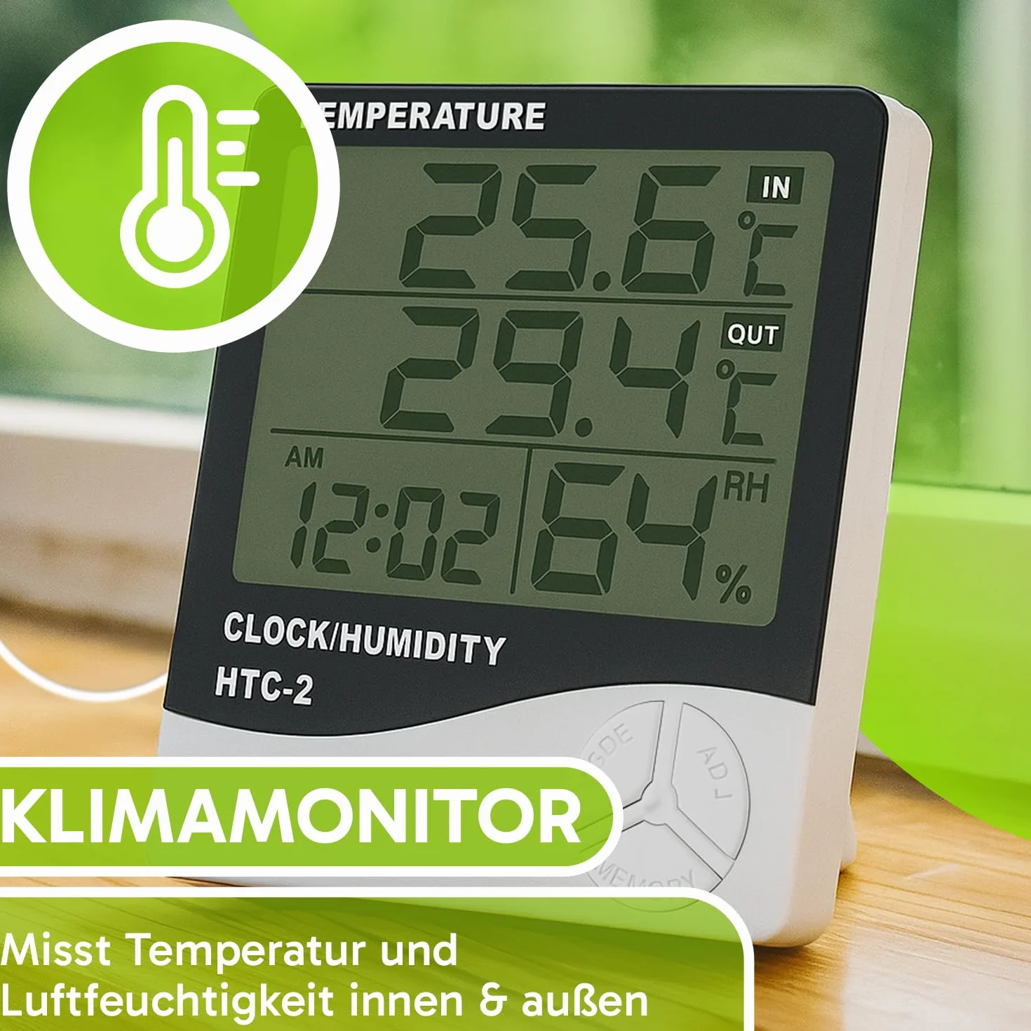 Retoo cyfrowy termometr z higrometrem, miernik wilgotności powietrza, czujnik temperatury wewnątrz i na zewnątrz
