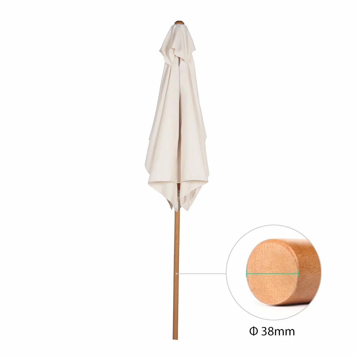 Sekey prostokątny drewniany parasol przeciwsłoneczny 200 × 150 cm ogrodowy składany UV50+