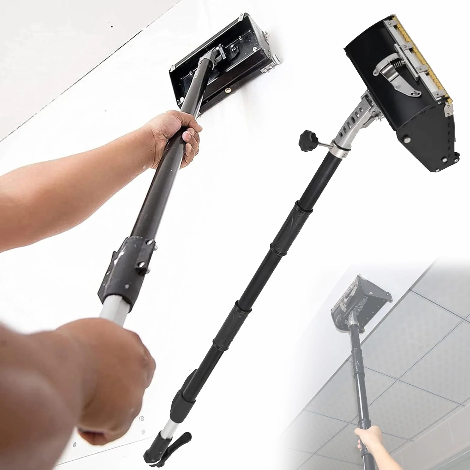 Pudełko do wykańczania płyt kartonowo-gipsowych z regulowanym uchwytem przedłużającym, wysokość 100 cm - 160 cm, aluminiowe narzędzie do majsterkowania w domu, rozmiar 25 cm