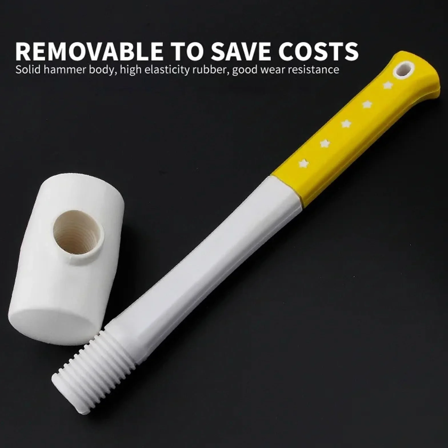 młotek gumowy， 1 szt. Wytrzymały biały gumowy młotek do montażu płytek ceramicznych, kleju plastikowego, 55 mm, 60, 70 średnicy z uchwytem antypoślizgowym(60mm Diameter)