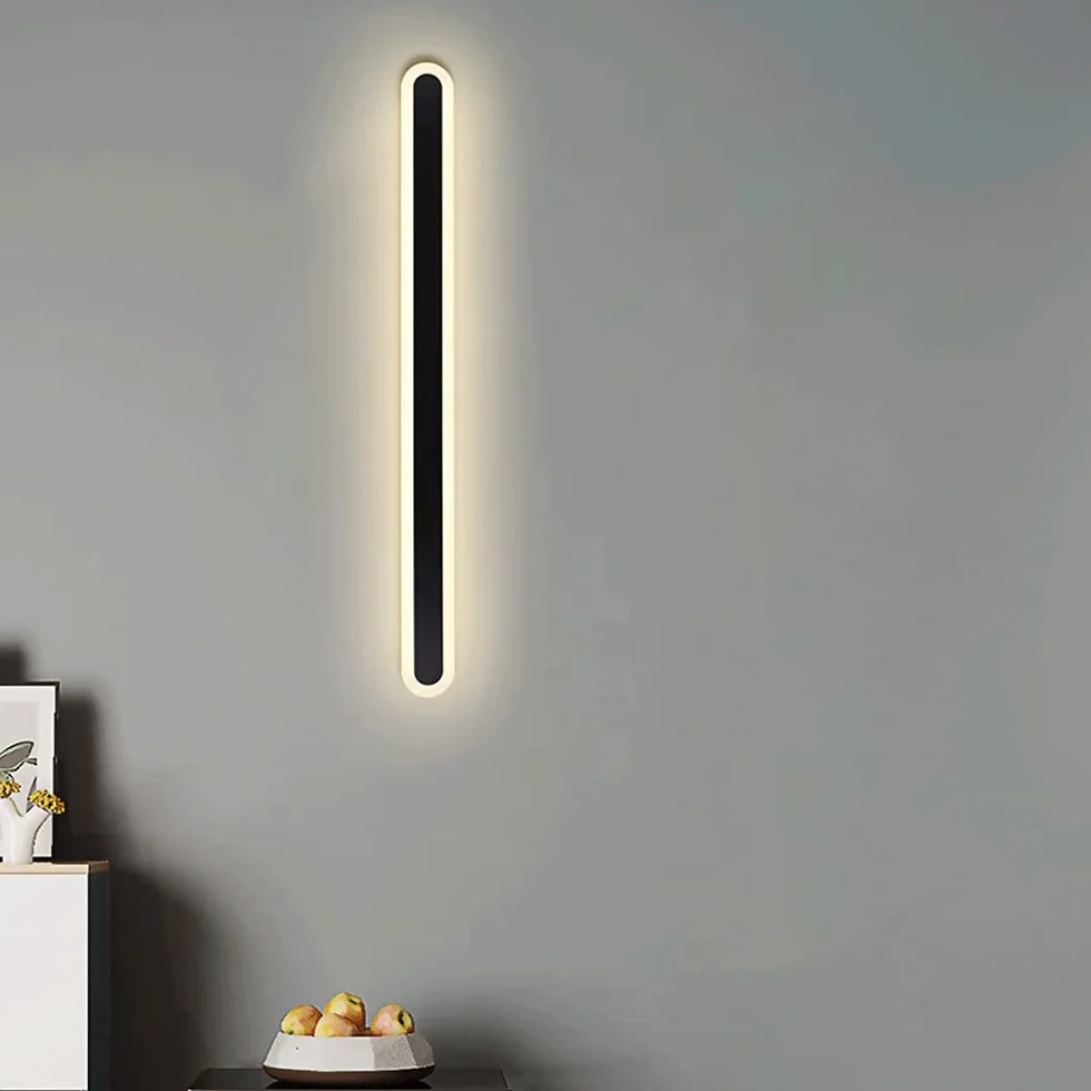 Wewnętrzna liniowa metalowa lampa ścienna, akrylowe oświetlenie dekoracyjne do salonu Światło nastrojowe, nowoczesna podkładka ścienna LED, proste długie kinkiety ścienne do przedpokoju, jadalnia 3000