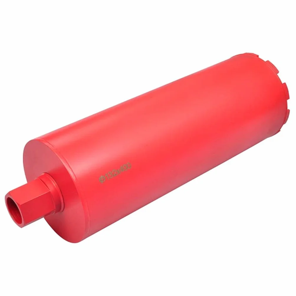 Diamentowe wiertło rdzeniowe 132 x 400 mm z przyłączem gwintowanym 1 1/4 cala, wiercenie na sucho i na mokro do betonu, granitu, żelbetu i muru, akcesoria do wiertarki i wkrętarki