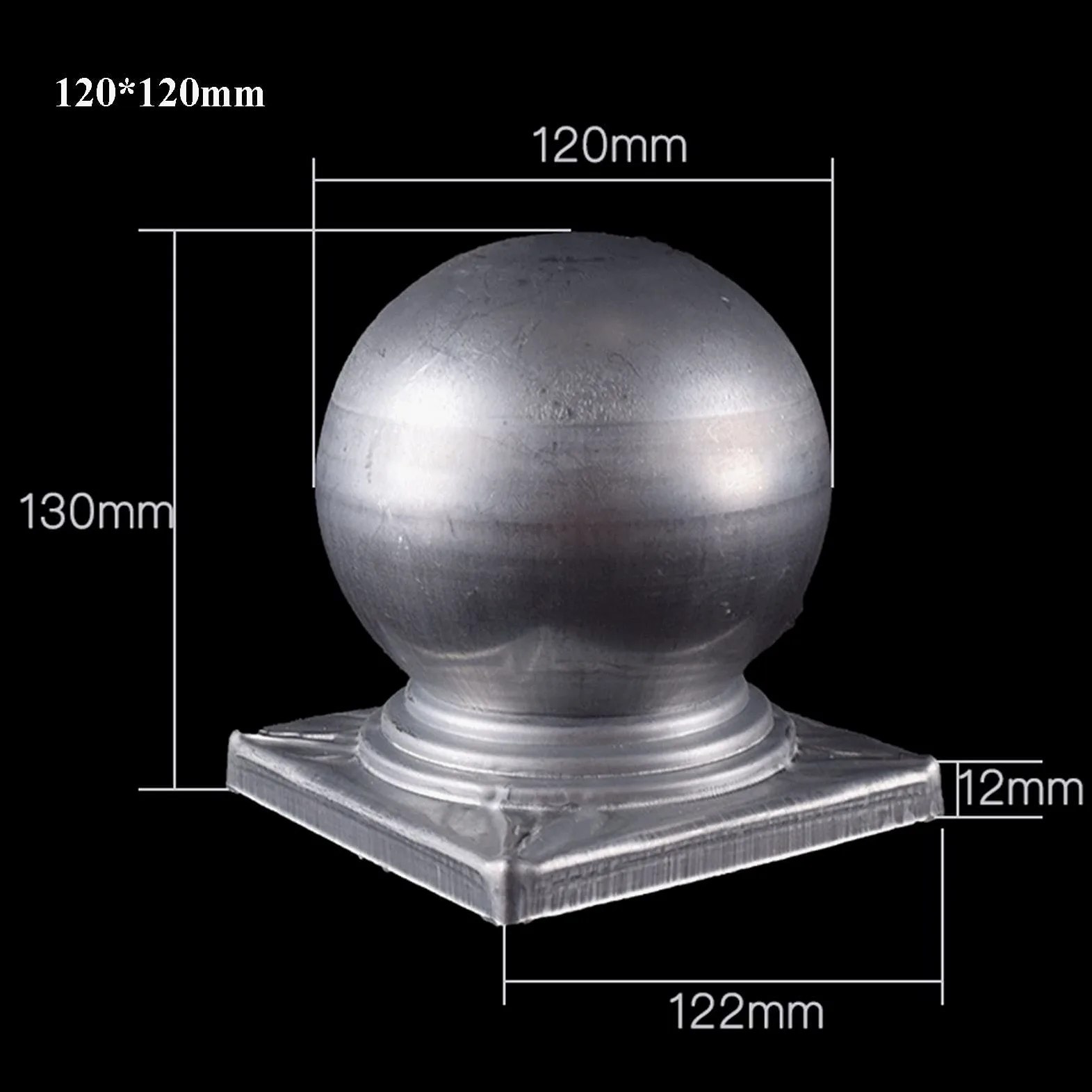 Ocynkowane, 8 sztuk kuli, 120 x 120 mm, nasadki słupkowe do tarasu ogrodowego, dekoracyjna nakładka na kule do ogrodzeń drewnianych i metalowych