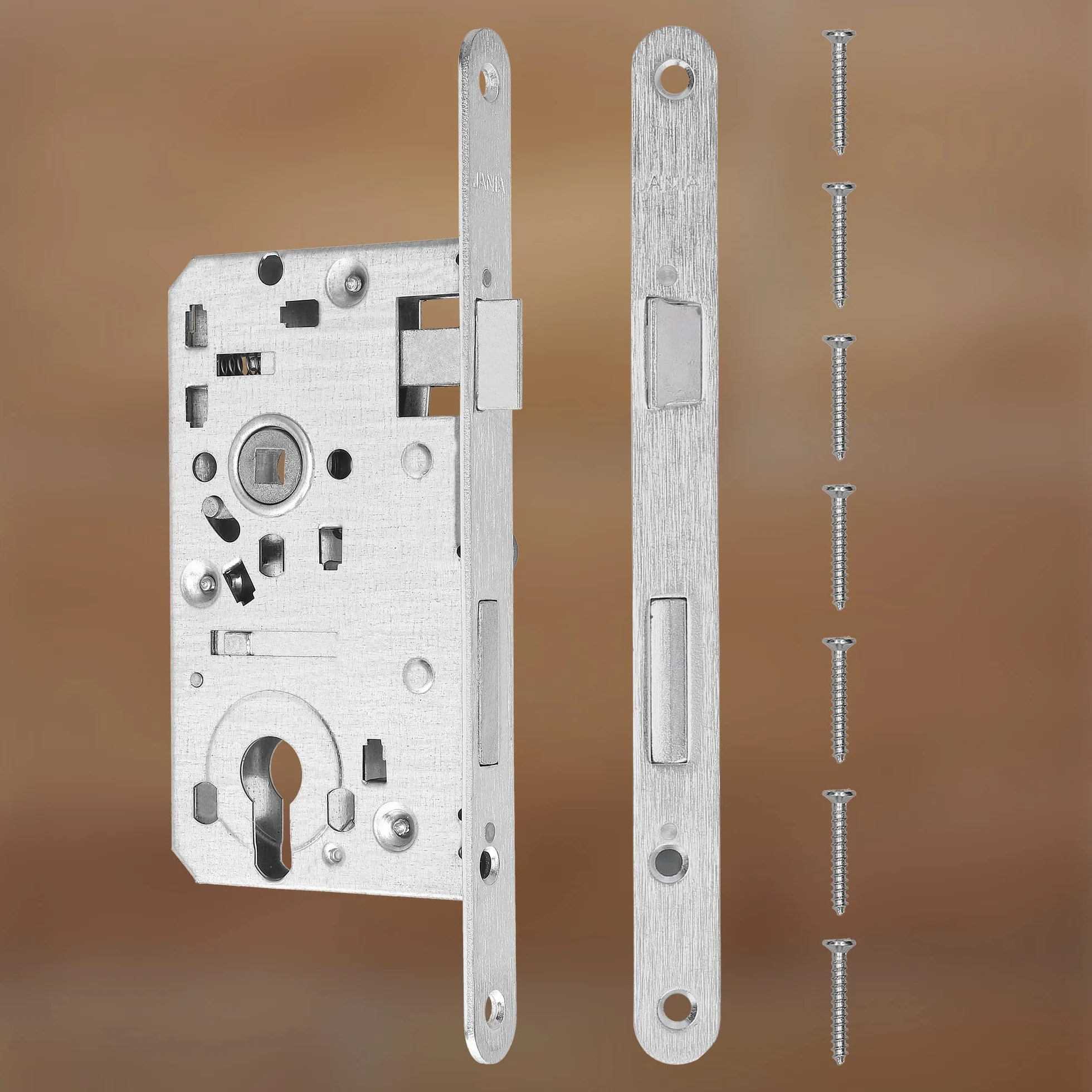 KOTARBAU® Zamek wpuszczany 72/55 mm DIN lewy cylinder profilowy zamek do drzwi drzwi wewnętrznych z płytą oporową ocynkowana stal nierdzewna zamek wpuszczany do bramy ogrodowej zamek do drzwi