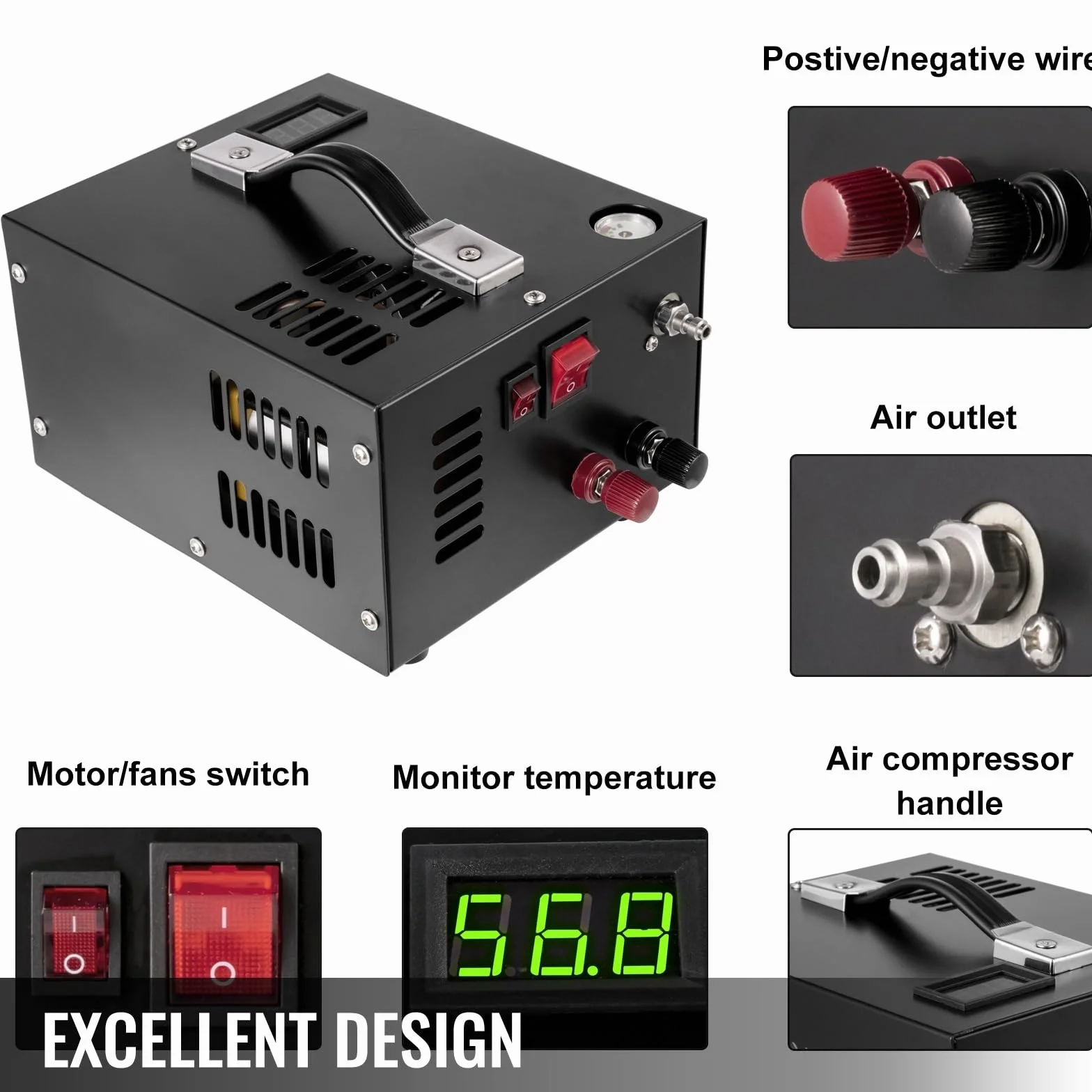 4500Psi 300Bar przenośna pompa sprężarki powietrza PCP 12VDC wysokie ciśnienie z transformatorem do inflatora wiatrówki