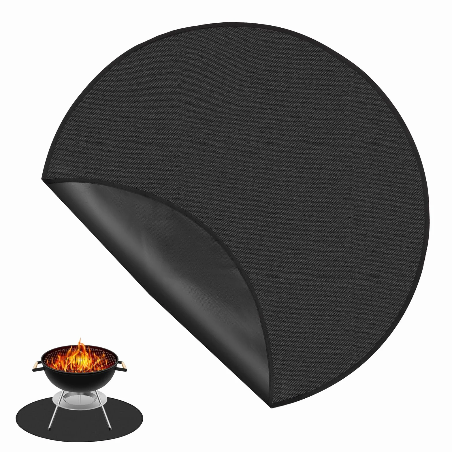 91,44cm Okragla Ognioodporna Mata na Palenisko do Grillowania Pod Grillem Olejoodporna Oslona Podlogi Kominka Podkladka Ochronna na Grill Zewnetrzny