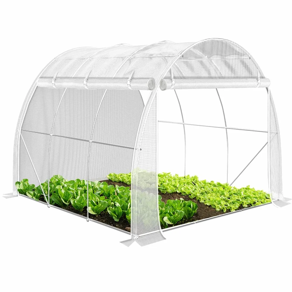 VOUNOT Szklarnia foliowa, ściany boczne, zwijana, odporna na warunki zimowe, szklarnia na pomidory, tunel foliowy, 3x2x2m 6m², biała