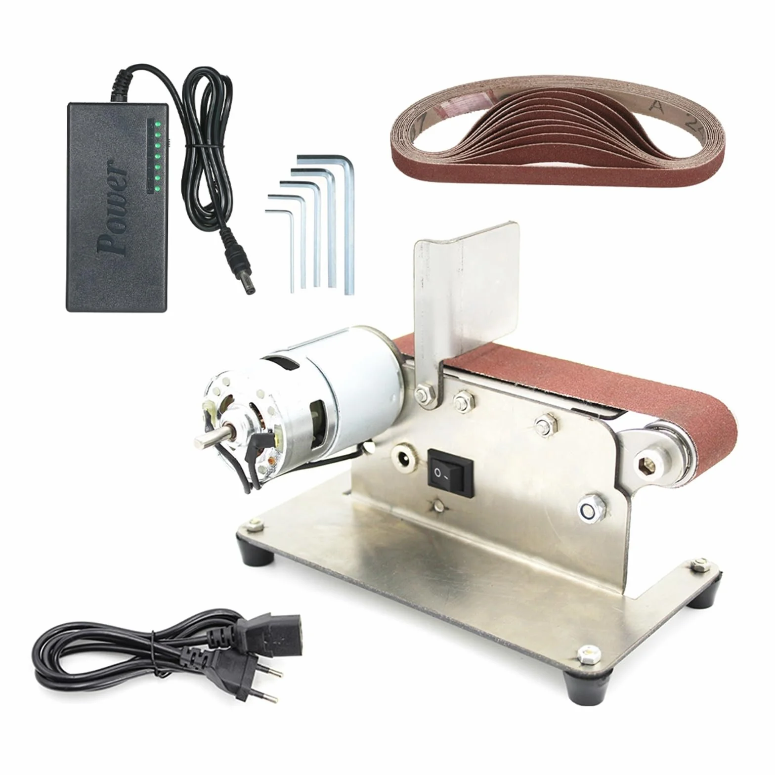Polerka, szlifierka oscylacyjna, Pozioma szlifierka taśmowa Mini elektryczna szlifierka taśmowa wielofunkcyjna szlifierka DIY szlifierka polerska do szlifowania, polerowania