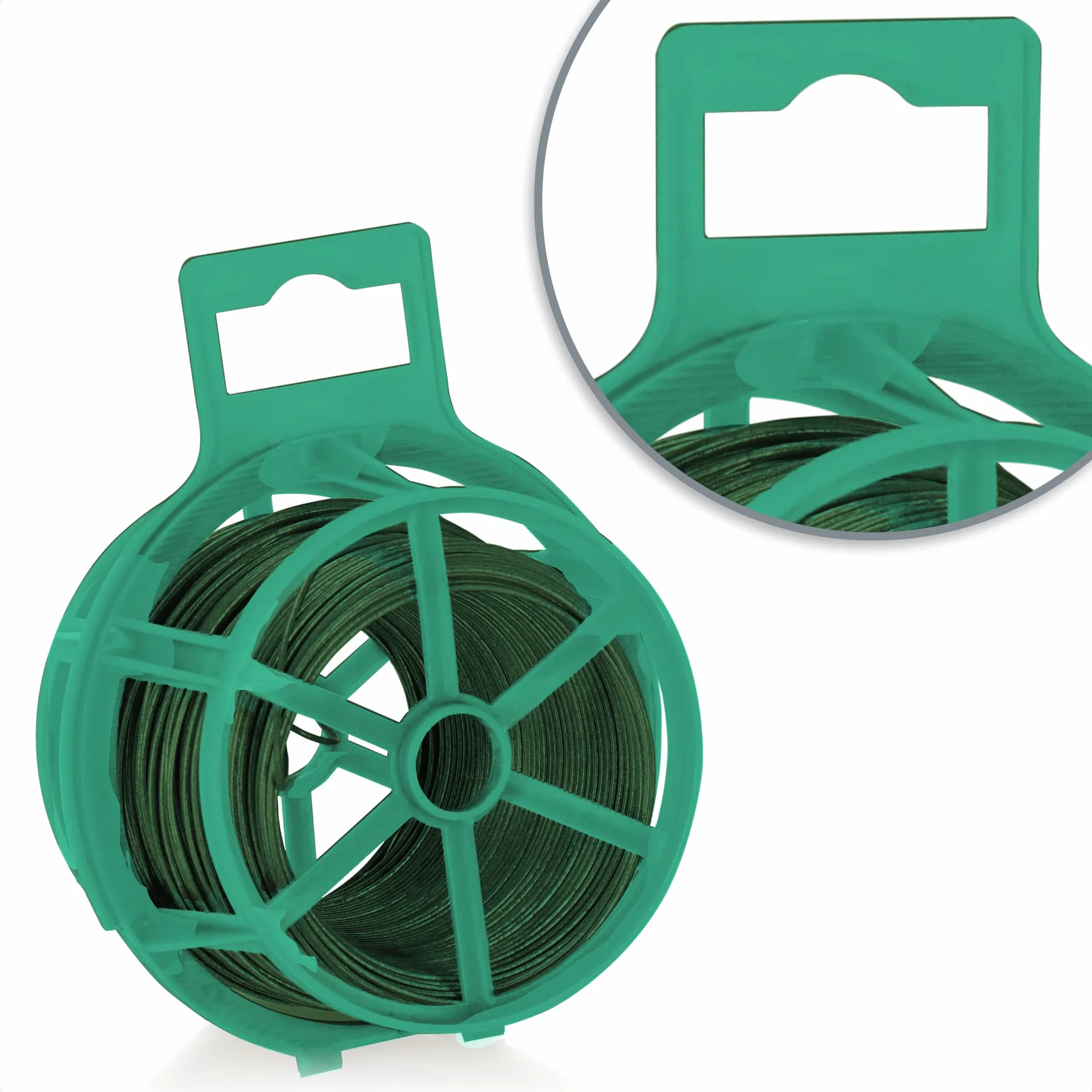 COM-FOUR® 100 metrów drutu do wiazania - 2 rolki po 50 metrów drutu powlekanego tworzywem sztucznym w kolorze zielonym - drut roslinny do prac ogrodniczych i domowych (02x 50m zielony V2)