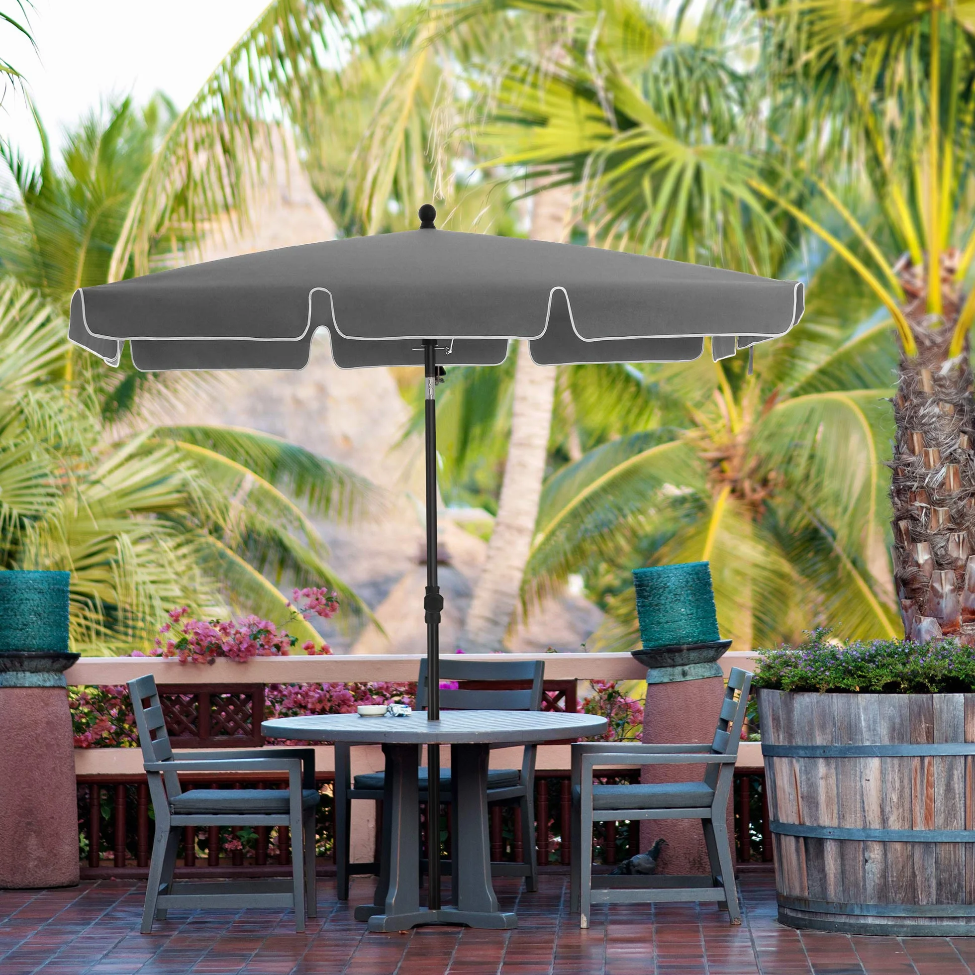 SONGMICS Parasol przeciwsłoneczny, prostokątny, 200 x 125 cm, ochrona przed promieniowaniem UV do UPF 50+, torba, z powłoką PA, do ogrodu, na taras, balkon, bez stojaka, szary GPU25GY