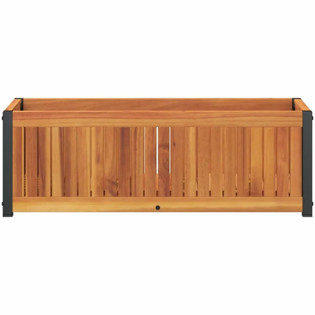 vidaXL Donica ogrodowa, 80x30x27,5 cm, lite drewno akacjowe i stal