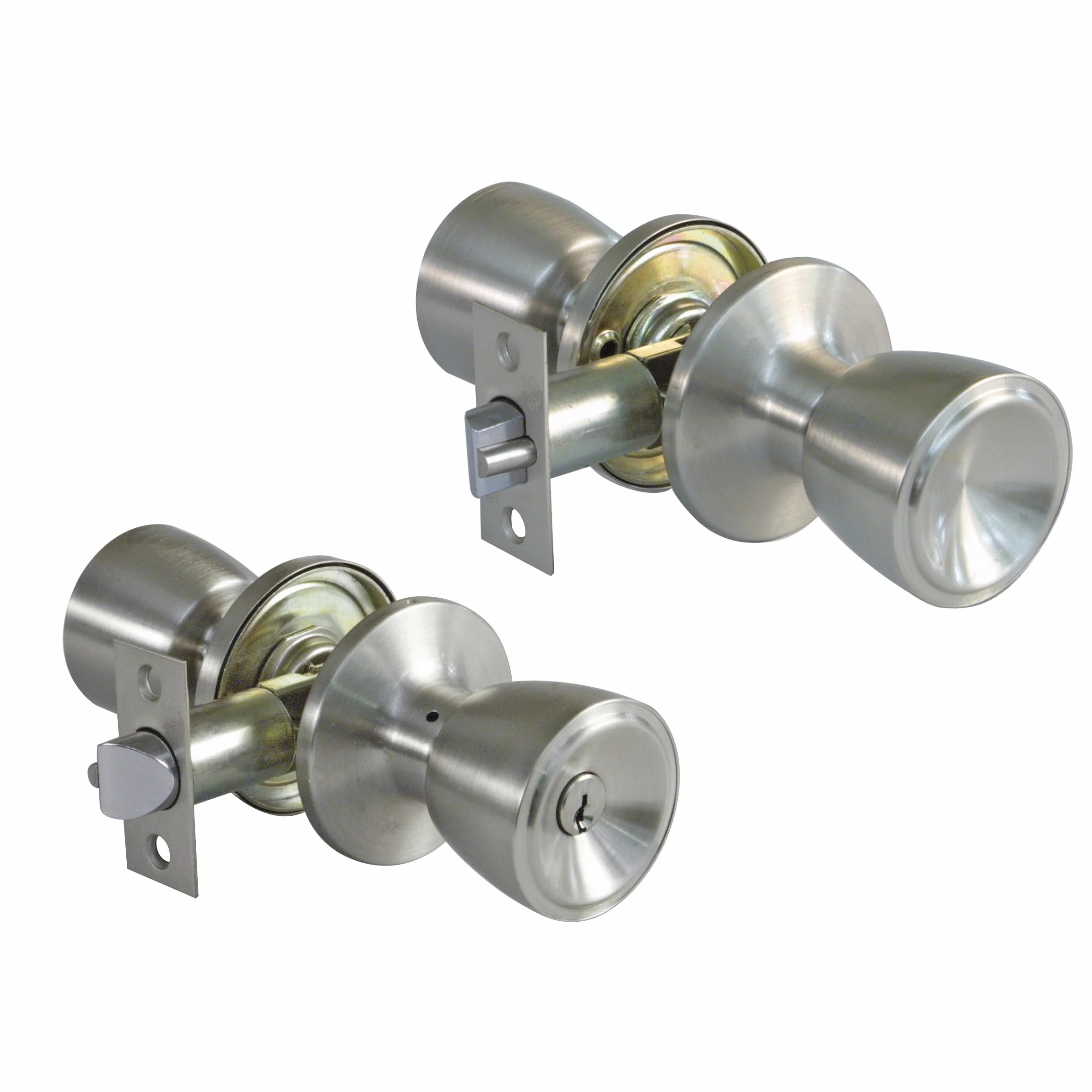 Amig - Pokrętło 603 z matowego chromu - Z kluczem zewnętrznym - Klamka wejściowa 60/70 mm - Kwadratowa krawędź - Mosiądz - Srebro - Grubość drzwi od 35 do 45 mm
