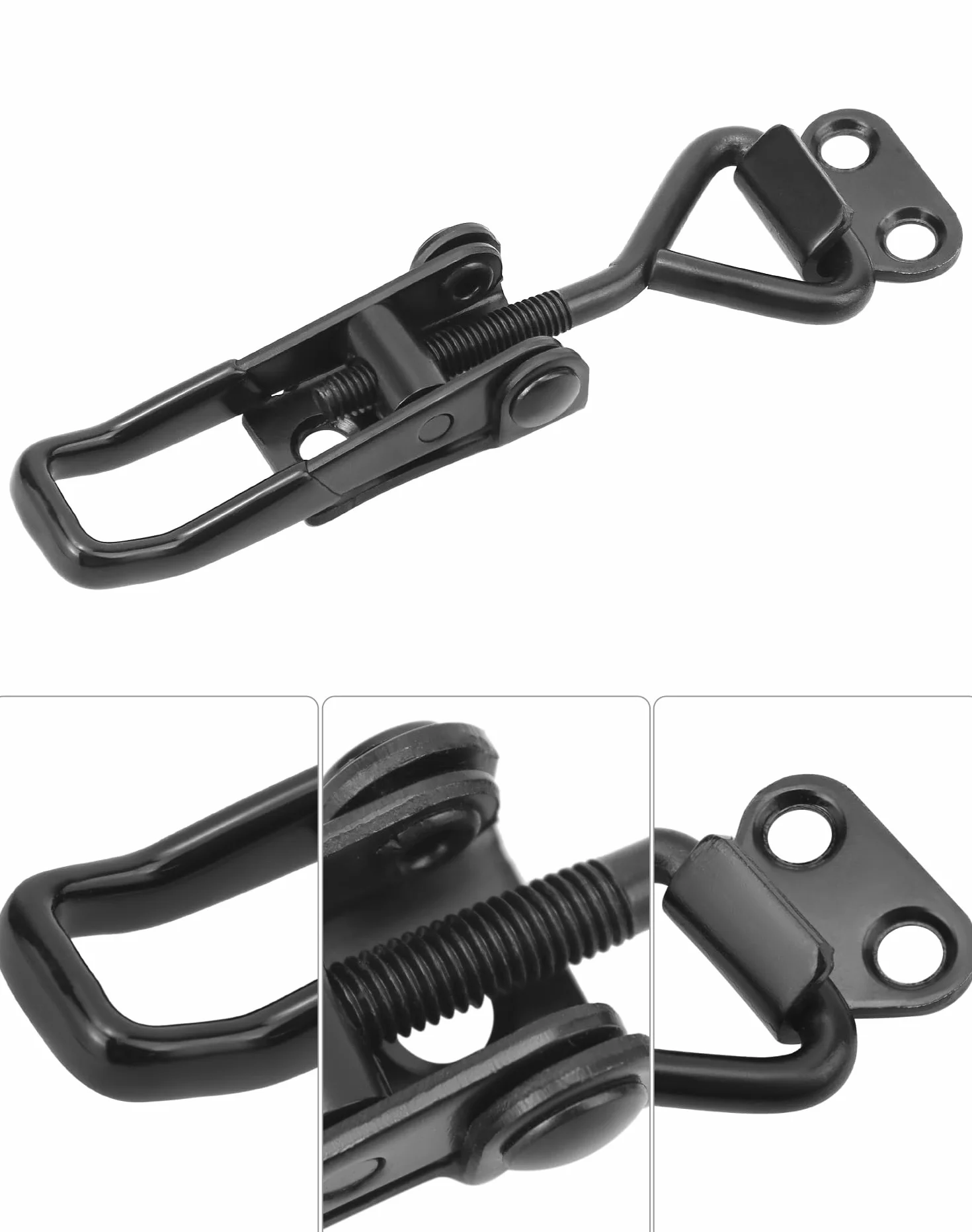 QWORK® 4szt. Zatrzask w kolorze czarnym, mocny zatrzask ze stali węglowej do pudełek, szafek w bagażniku - 95 mm