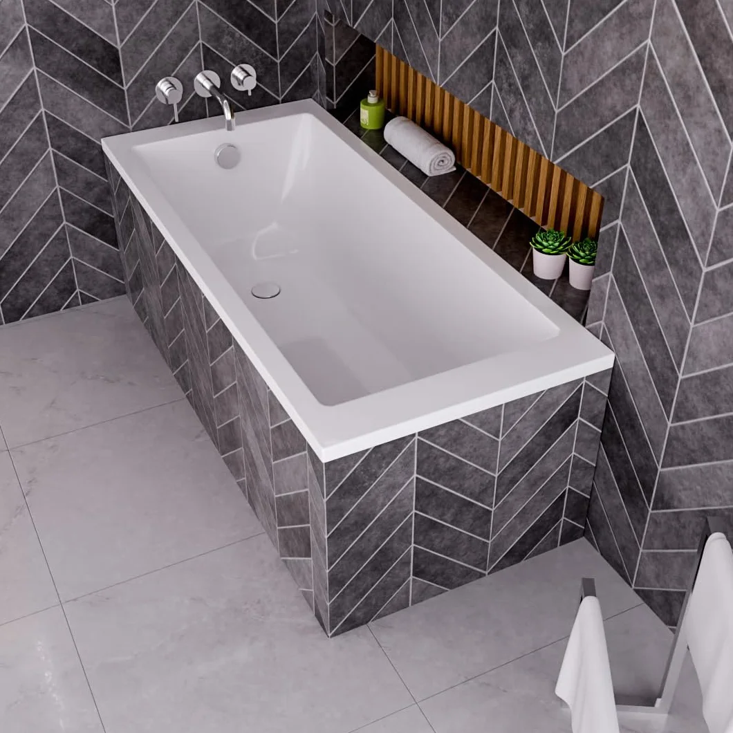 ECOLAM® wanna TAMI 140x70 cm prostokątna akrylowa biała nowoczesna elegancka wanna bezpośrednio od producenta w zestawie syfon silikon stelaż