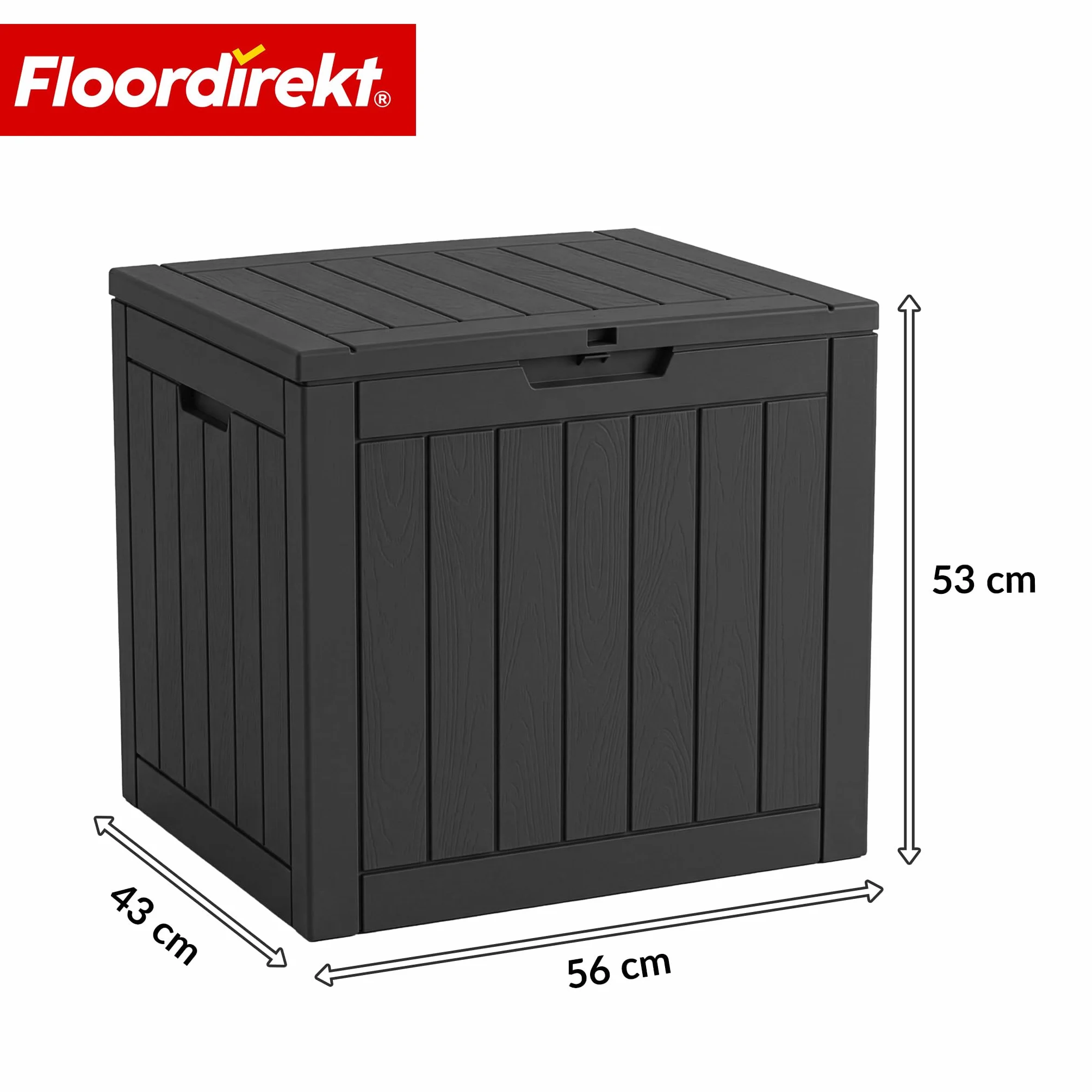 Floordirekt Pudełko do przechowywania, antracytowe, odporne na warunki atmosferyczne, na taras i balkon, 118 l, skrzynia ogrodowa, 56 x 43 x 53 cm (118 l)