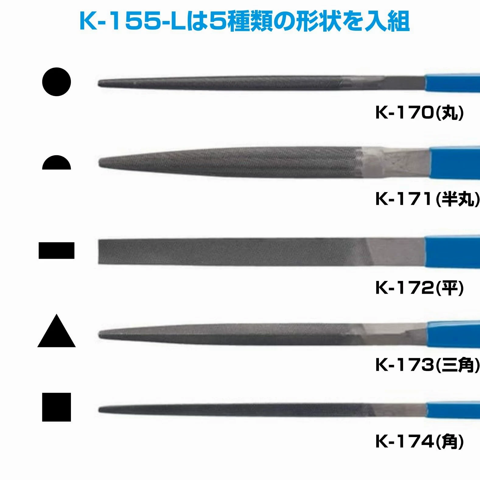 HOZAN Pilnik igłowy 5 szt. zestaw z winylowym etui K-155-S (importowany z Japonii)