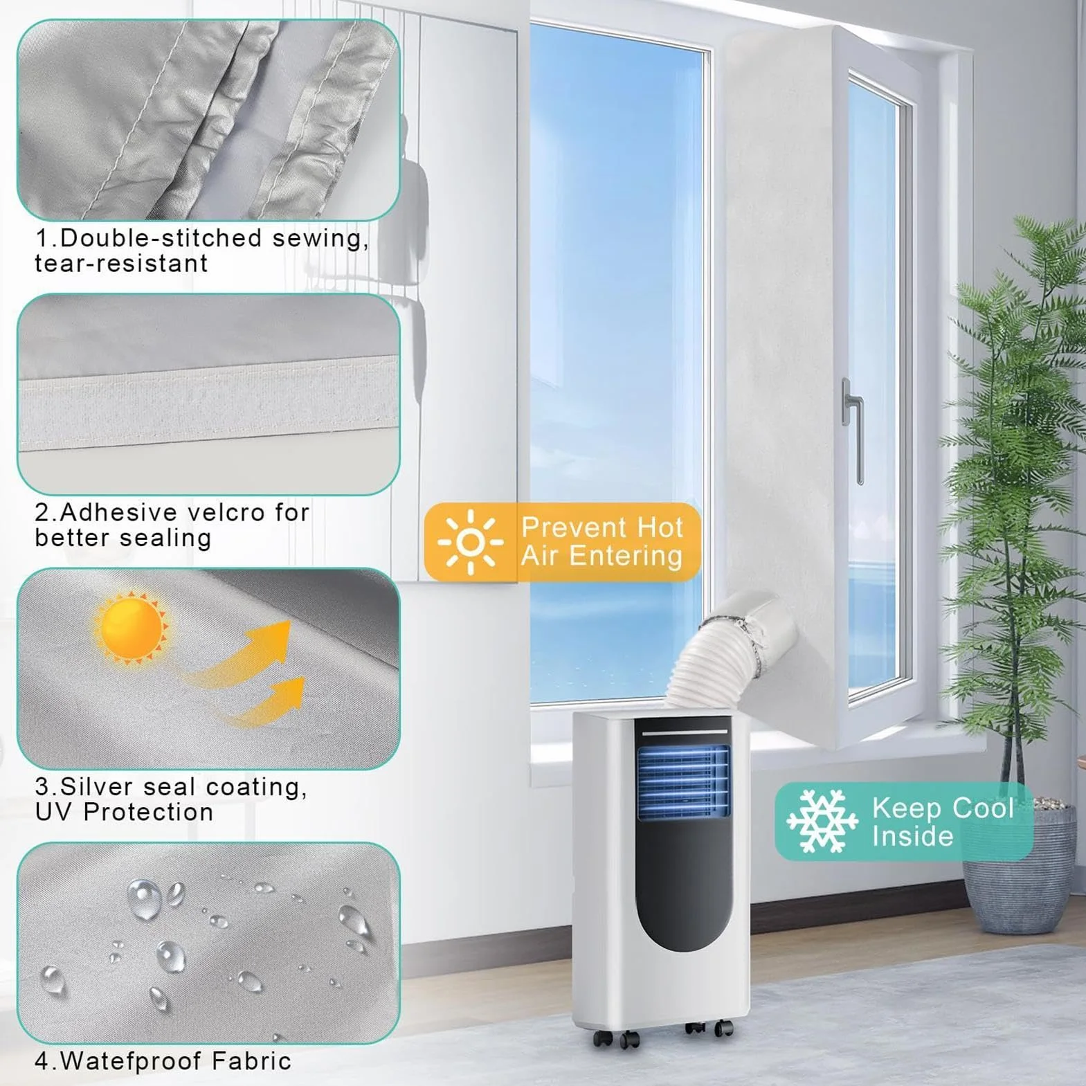 Zestaw uszczelek okiennych AC, ochrona przed promieniowaniem UV, wodoodporny, zestaw uszczelek wentylacyjnych do klimatyzatora, do domu, akademika, mieszkania, kuchni, restauracji