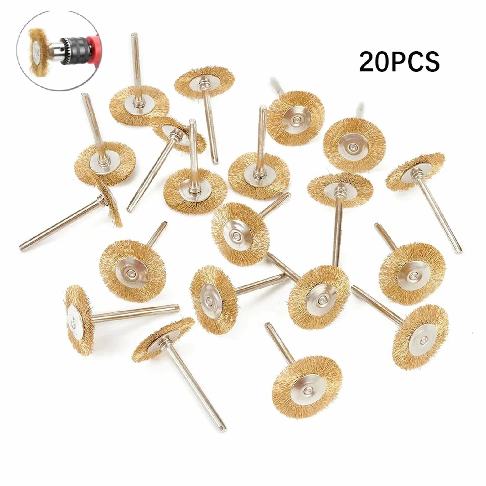 20 sztuk 3.175*25mm drut mosiężny szczotka tarczowa szlifierka narzędzie do polerowania wiertarka akcesoria do szczotek